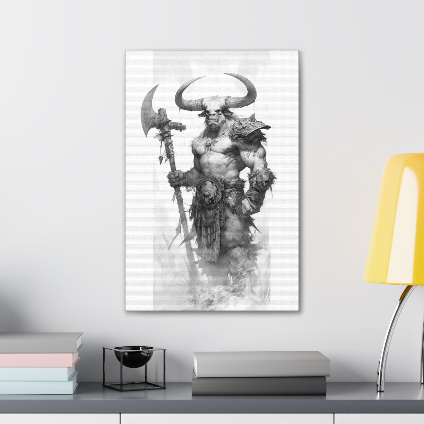 "Minotaur Viking Sketch" Canvas Stretched, 0.75" - Print