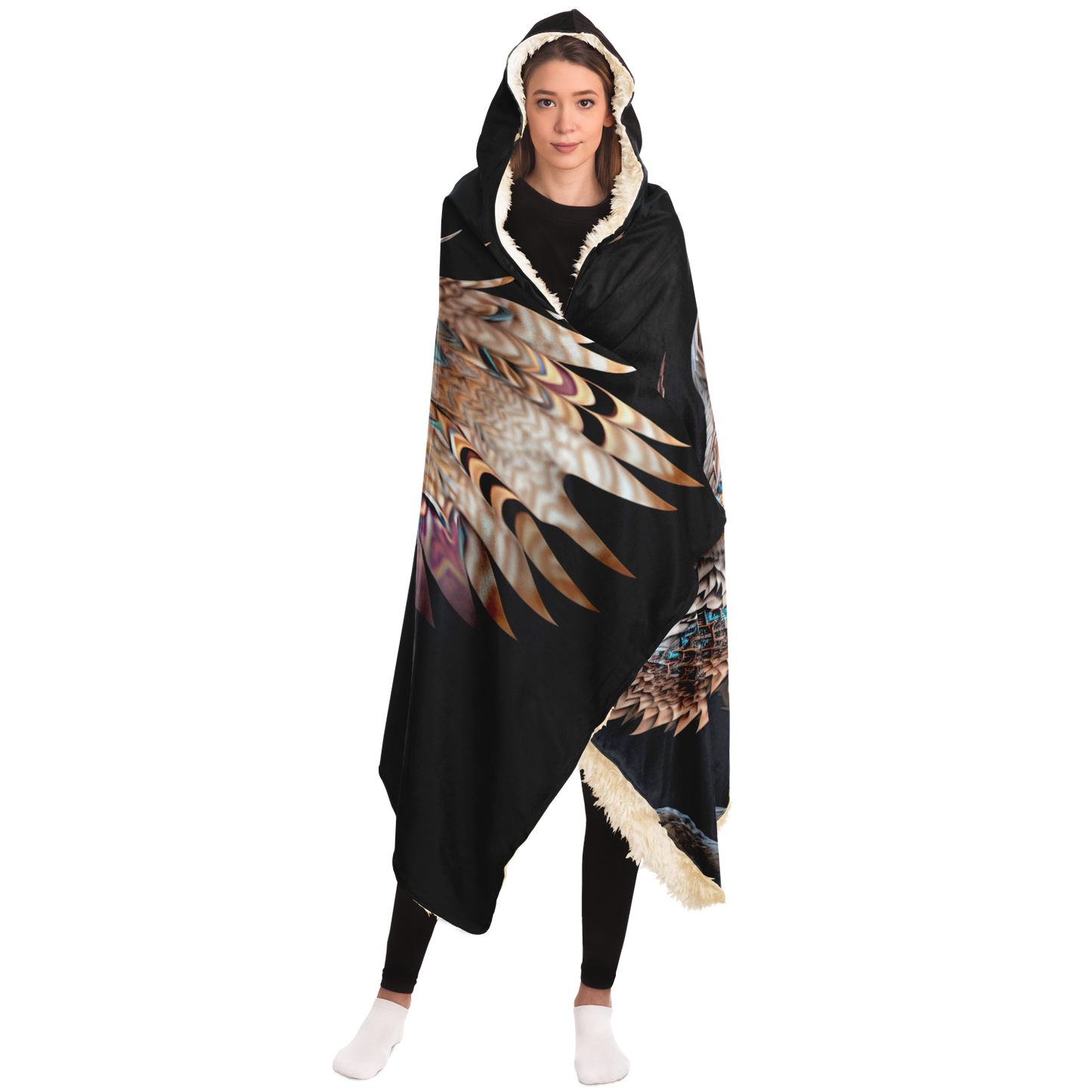 Winged Lynx Dreaming Hooded Blanket