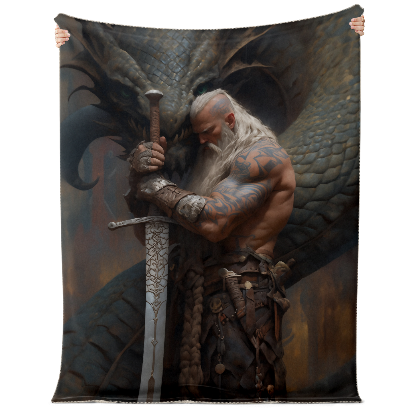 A Viking And His Dragon Premium Microfleece Blanket