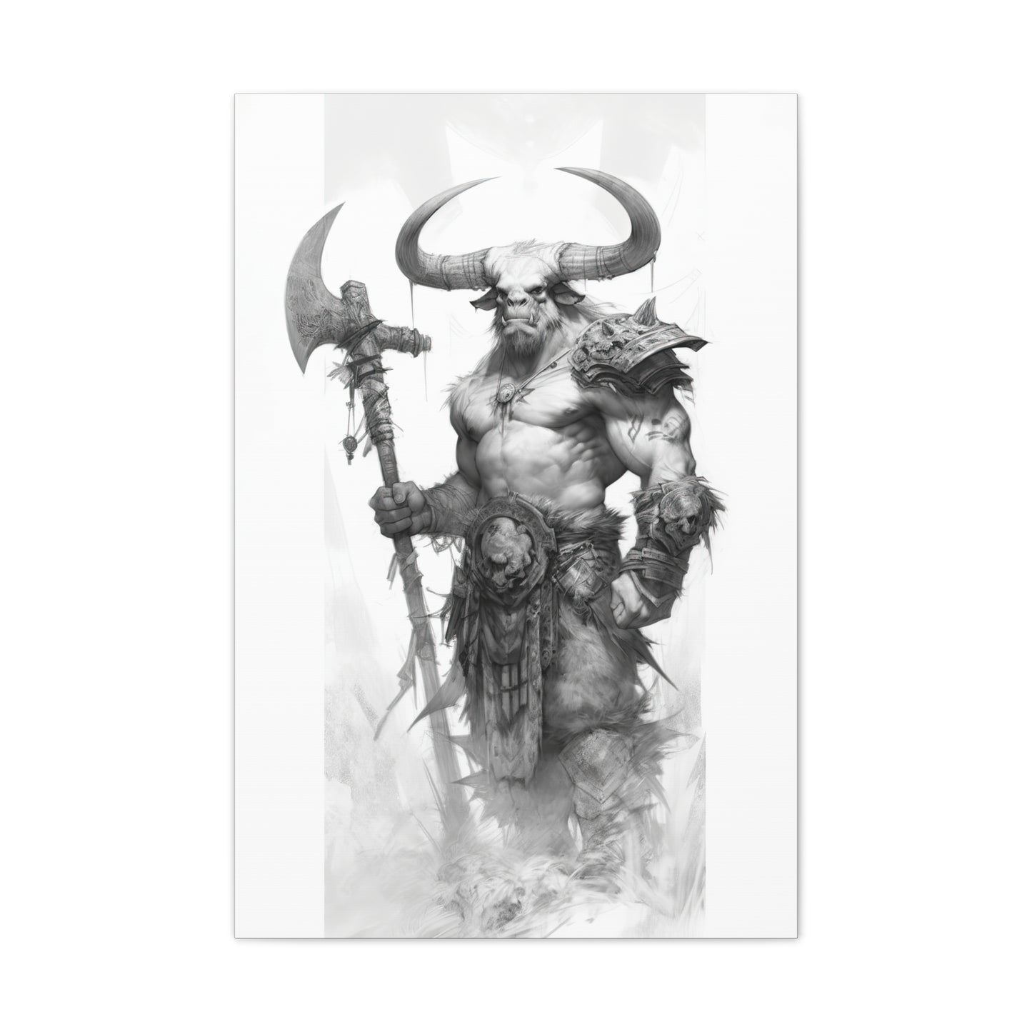 "Minotaur Viking Sketch" Canvas Stretched, 0.75" - Print