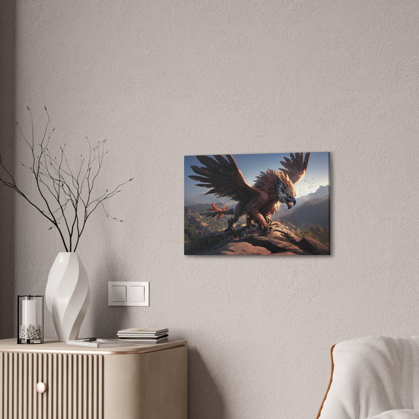 "Griffon Touchdown"  Canvas Stretched, 0.75" - Print