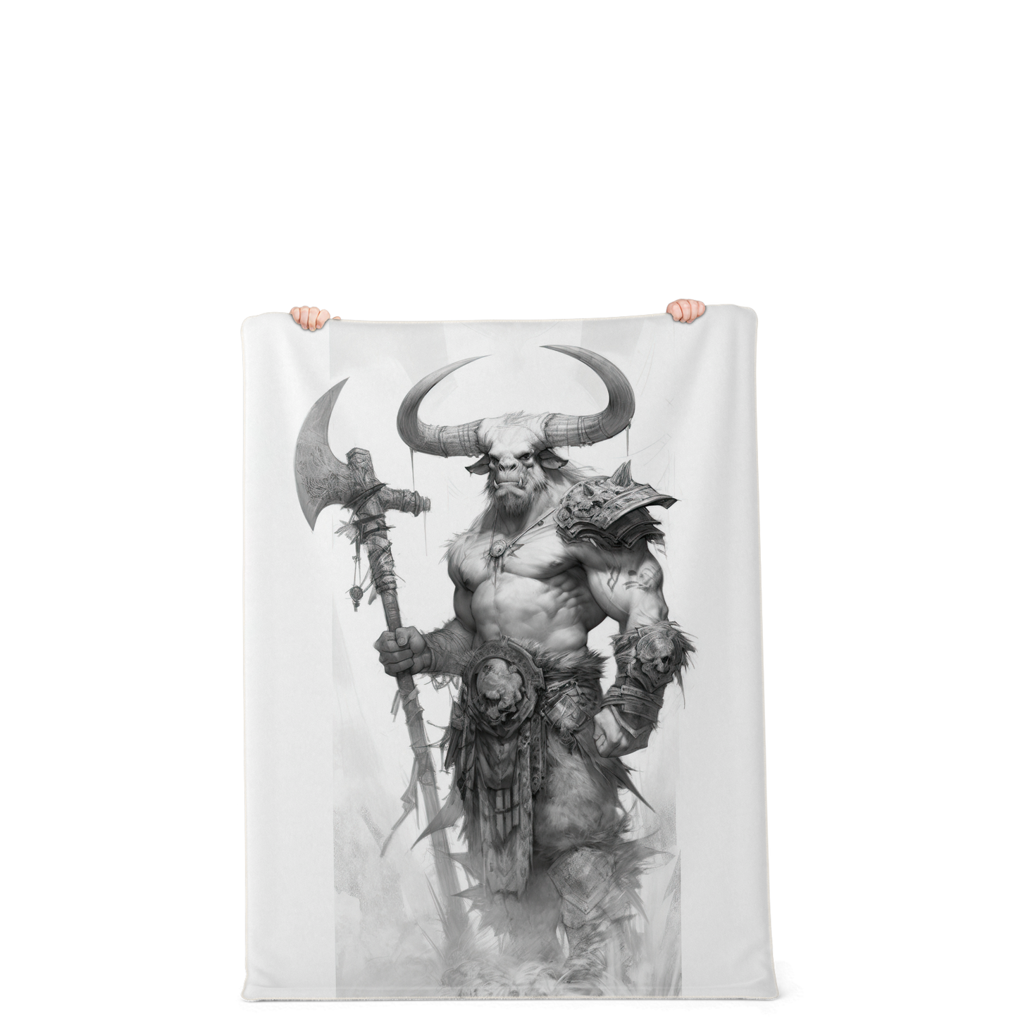 Minotaur Viking Sketch Microfleece Blanket