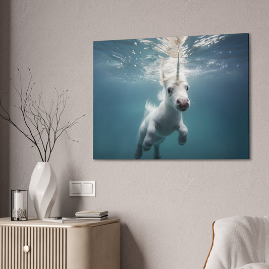 "Unicorns Aquatic Escapade"  Canvas Stretched, 0.75" - Print