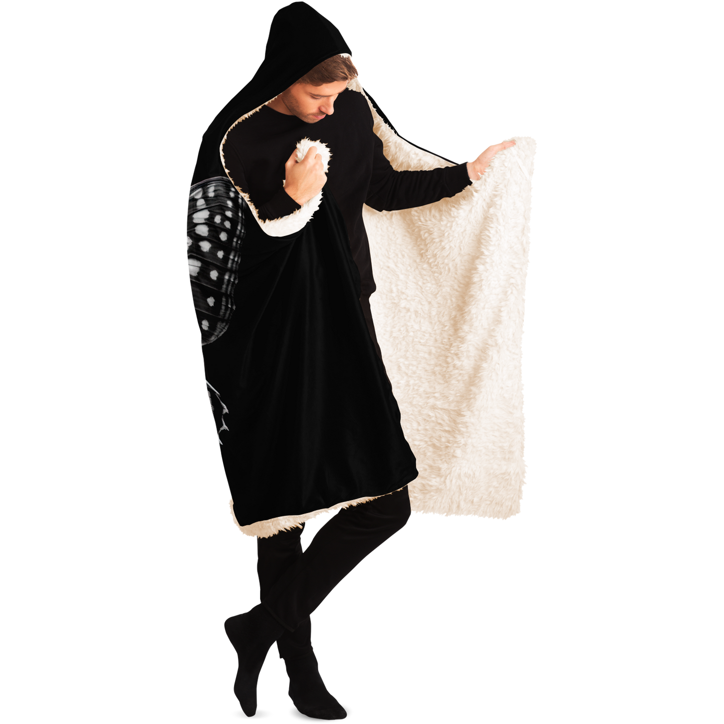 Black And White Macro Butterfly Hooded Blanket