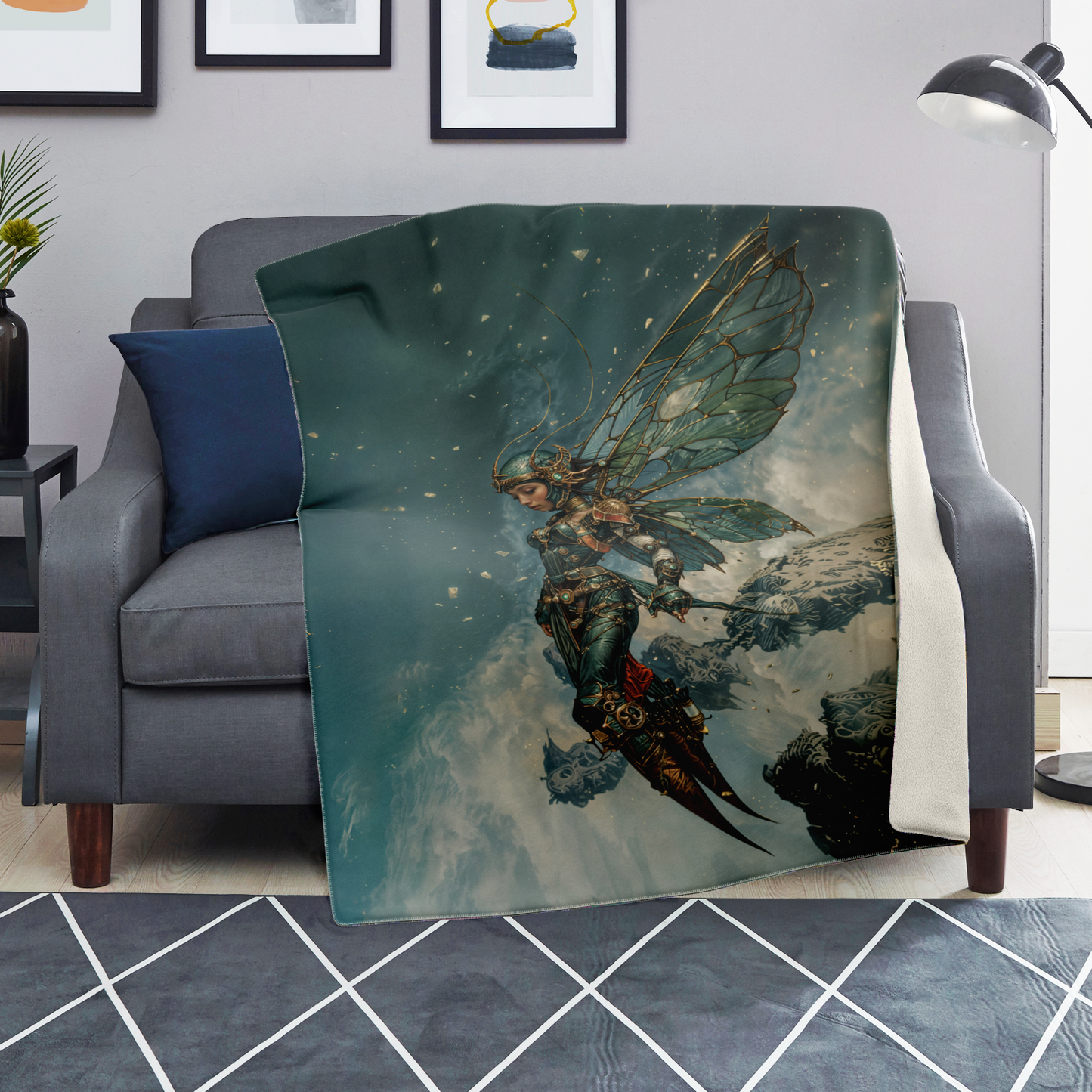 Cybernetic Sentinel Premium Microfleece Blanket