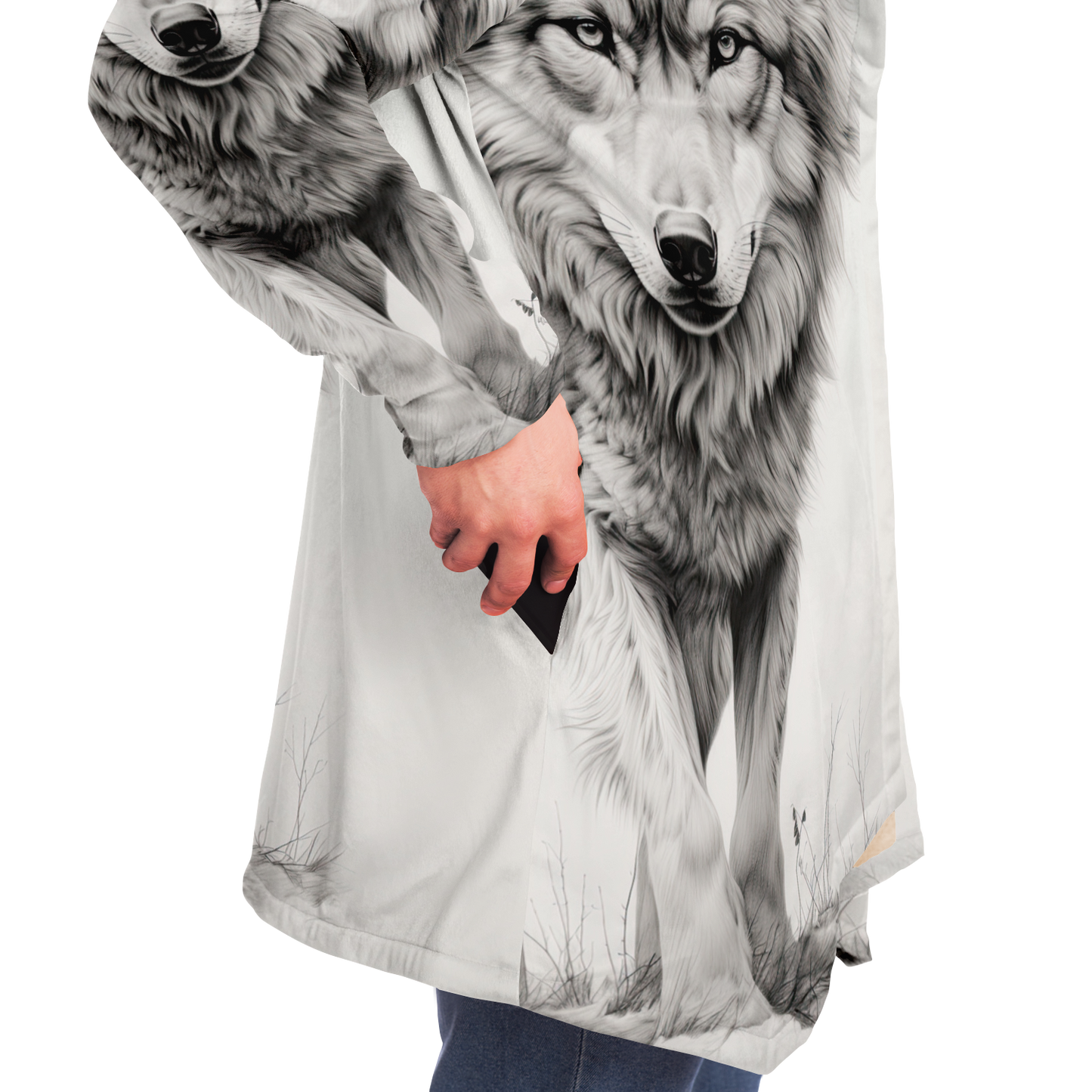 Wolf Sketch Microfleece Cloak