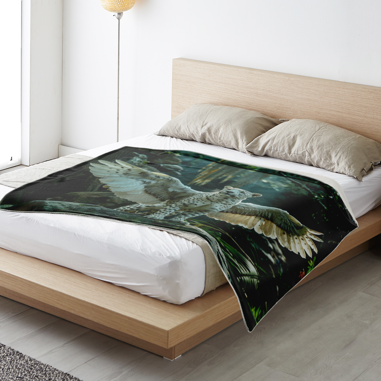 Premium Microfleece Winged Panther Blanket