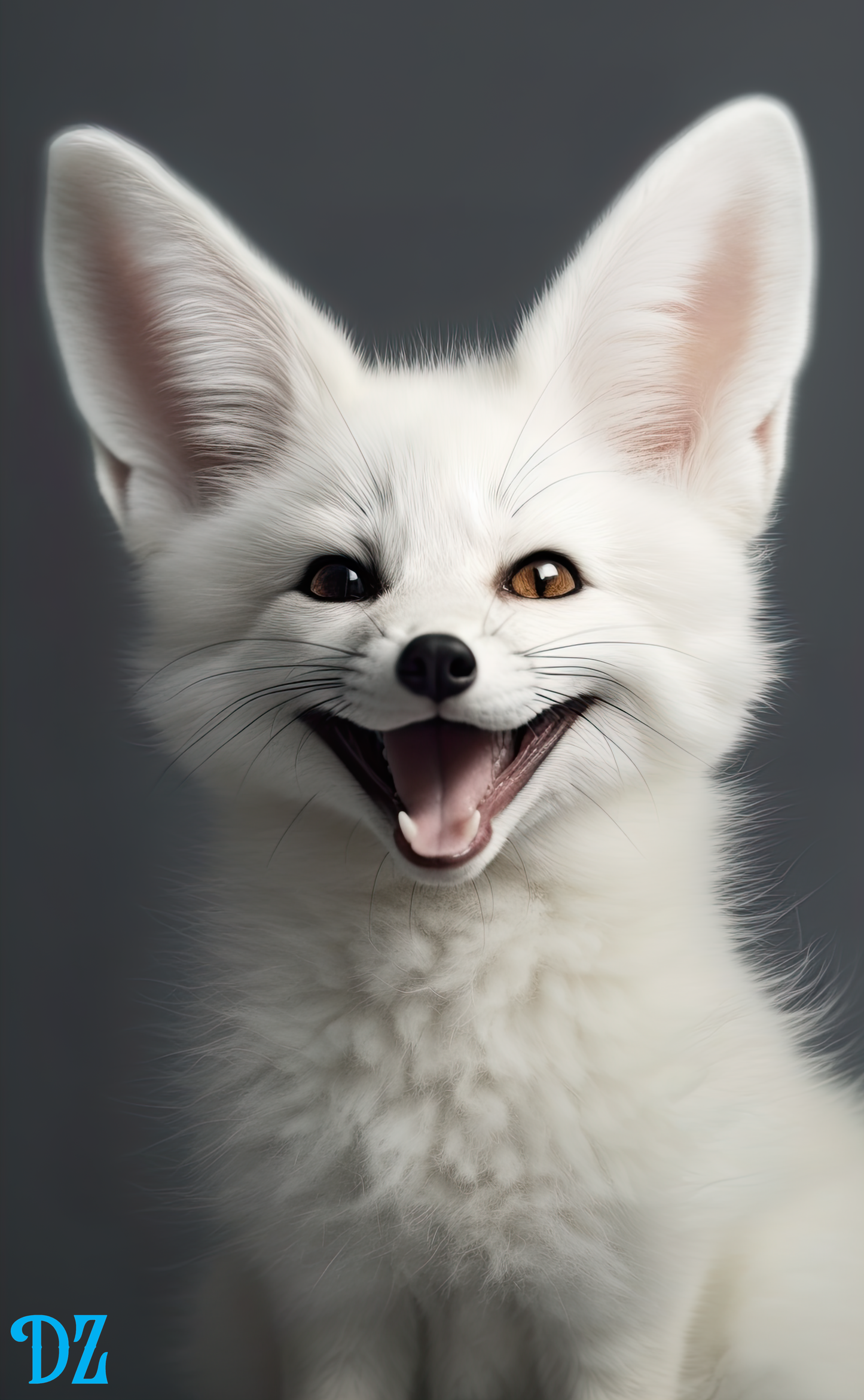 Happy White Fennec Fox - Digital Download