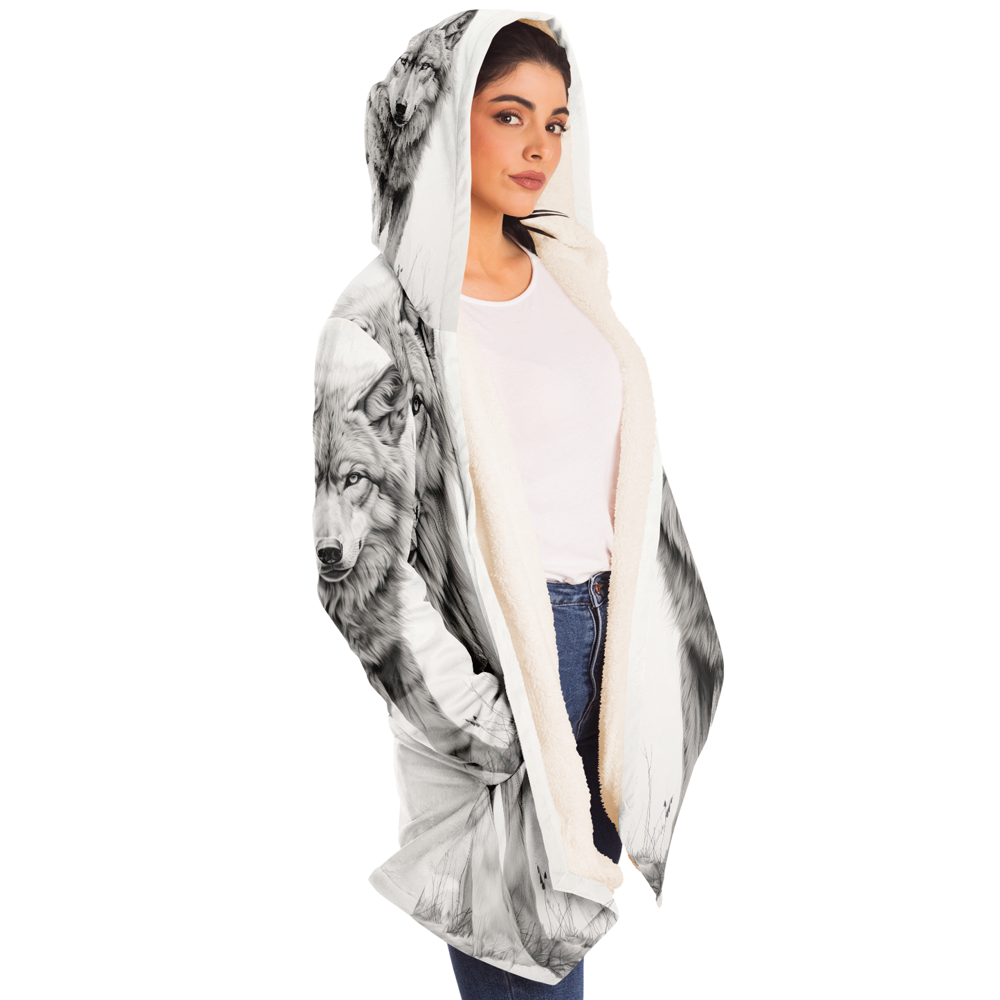 Wolf Sketch Microfleece Cloak