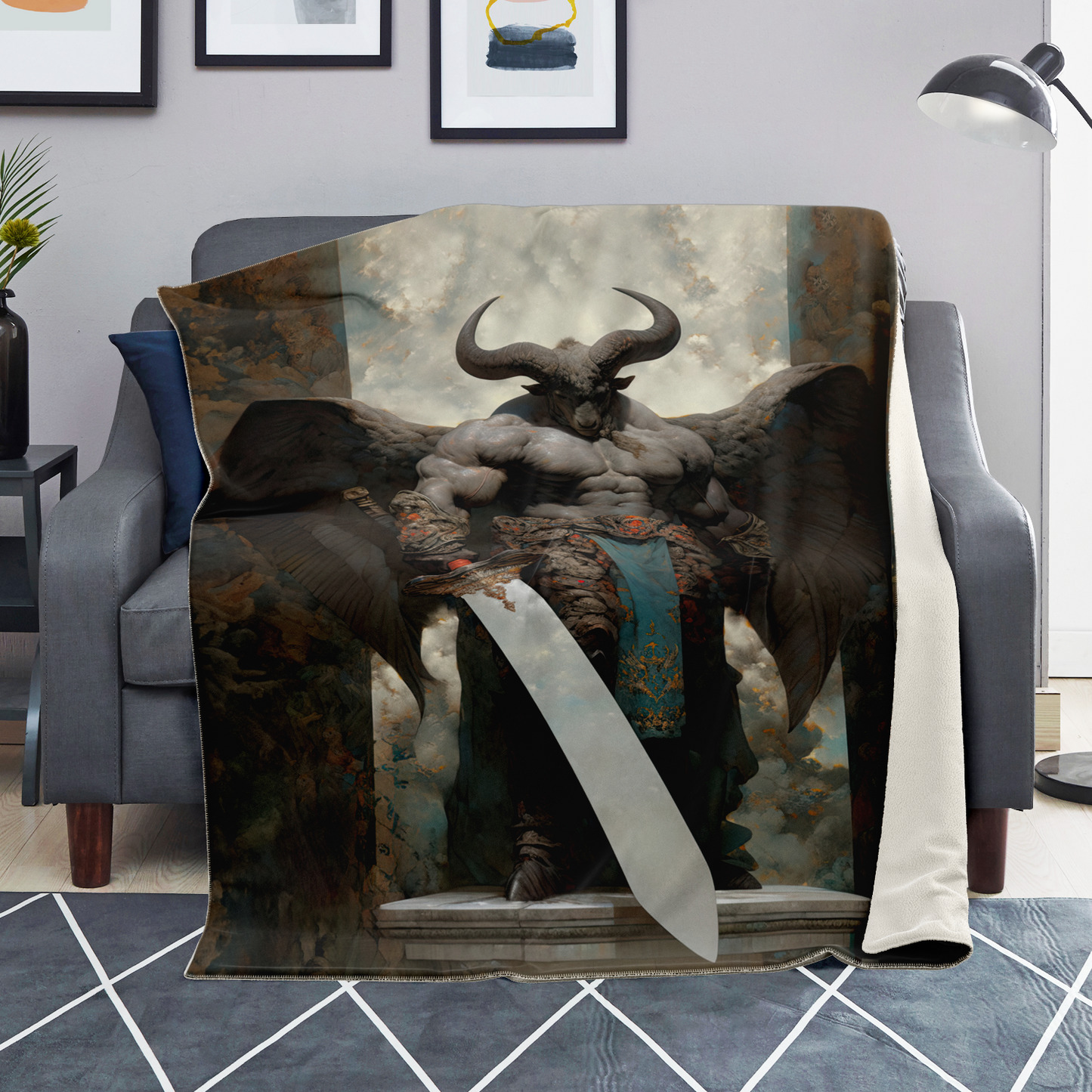 Winged Minotaur Premium Microfleece Blanket