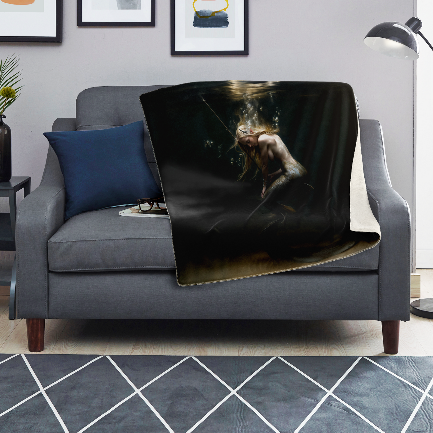 Spearmaiden of the Deep Premium Microfleece Blanket