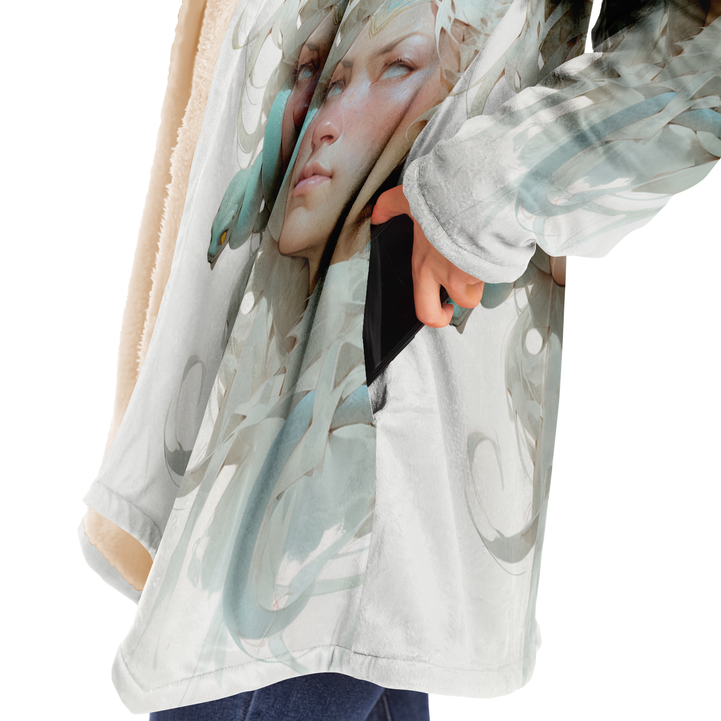 White Medusa Queen Microfleece Cloak