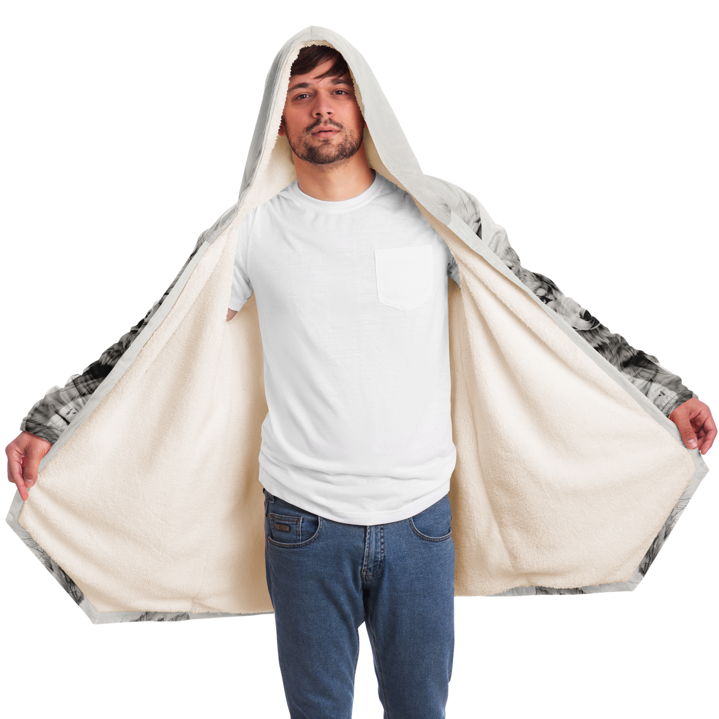 Wolf Sketch Microfleece Cloak