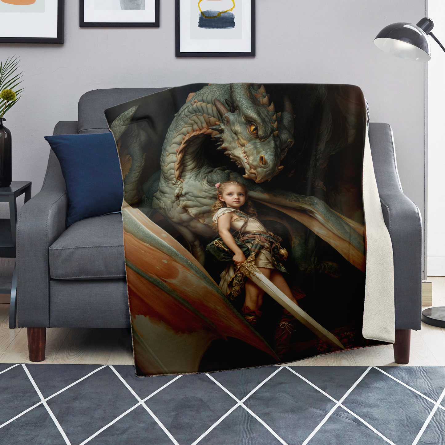 Little Maiden Warrior Premium Microfleece Blanket