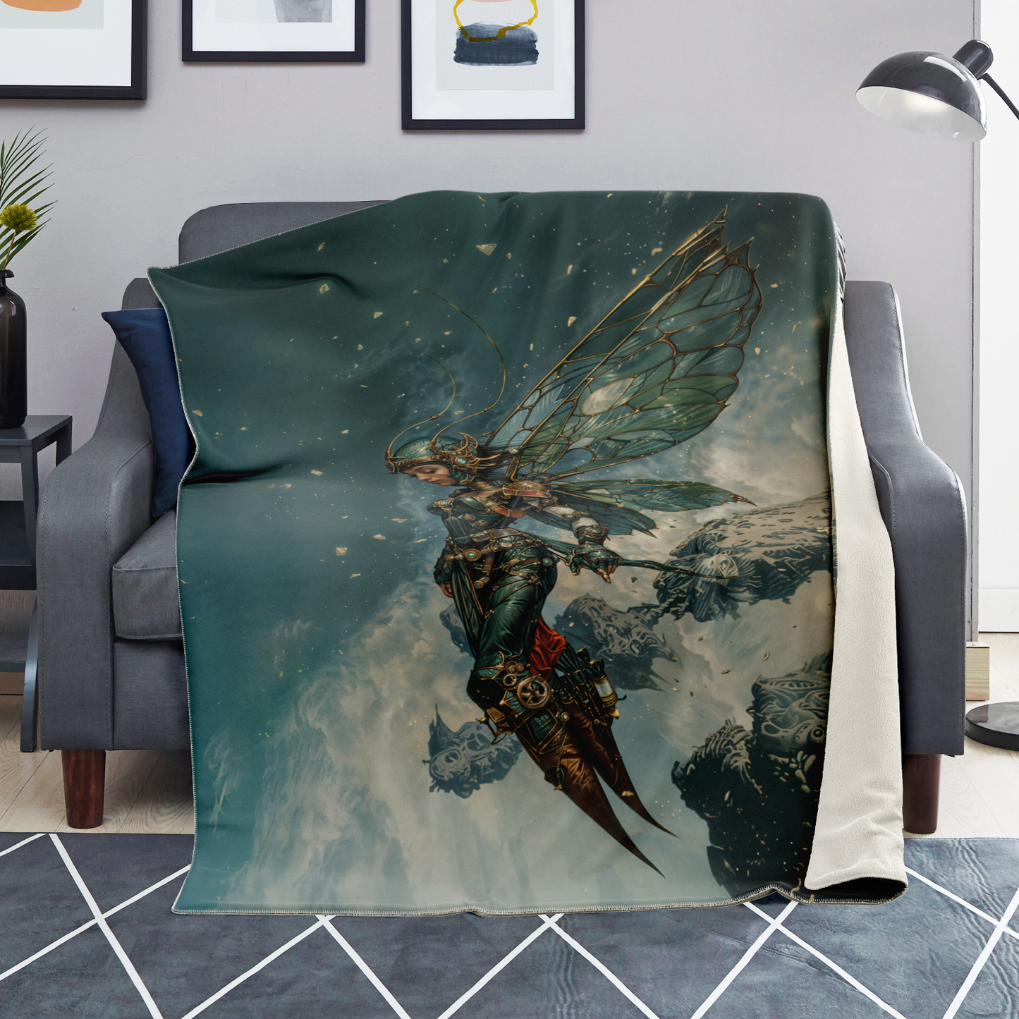 Cybernetic Sentinel Premium Microfleece Blanket