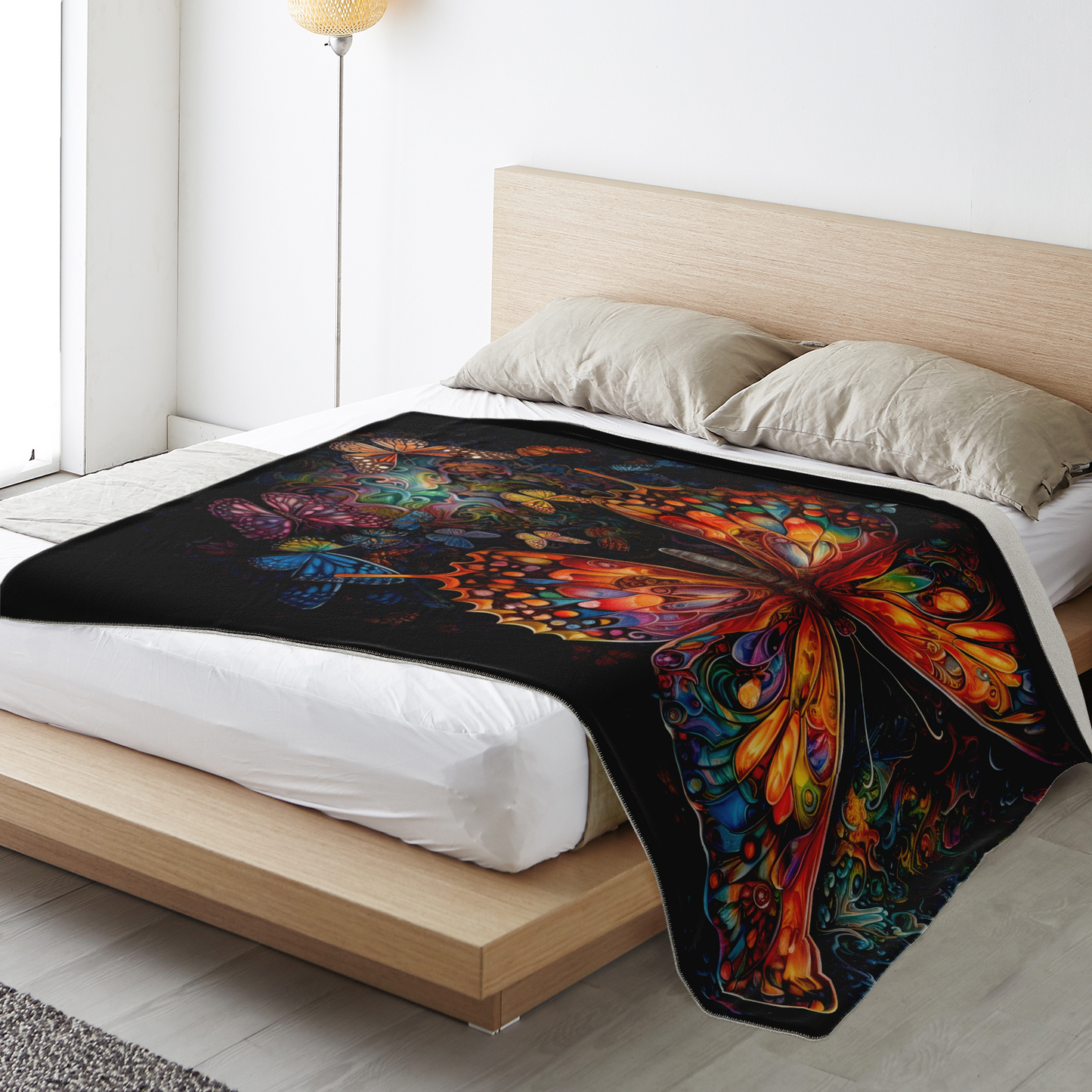 Psychedelic Monarch Premium Microfleece Blanket