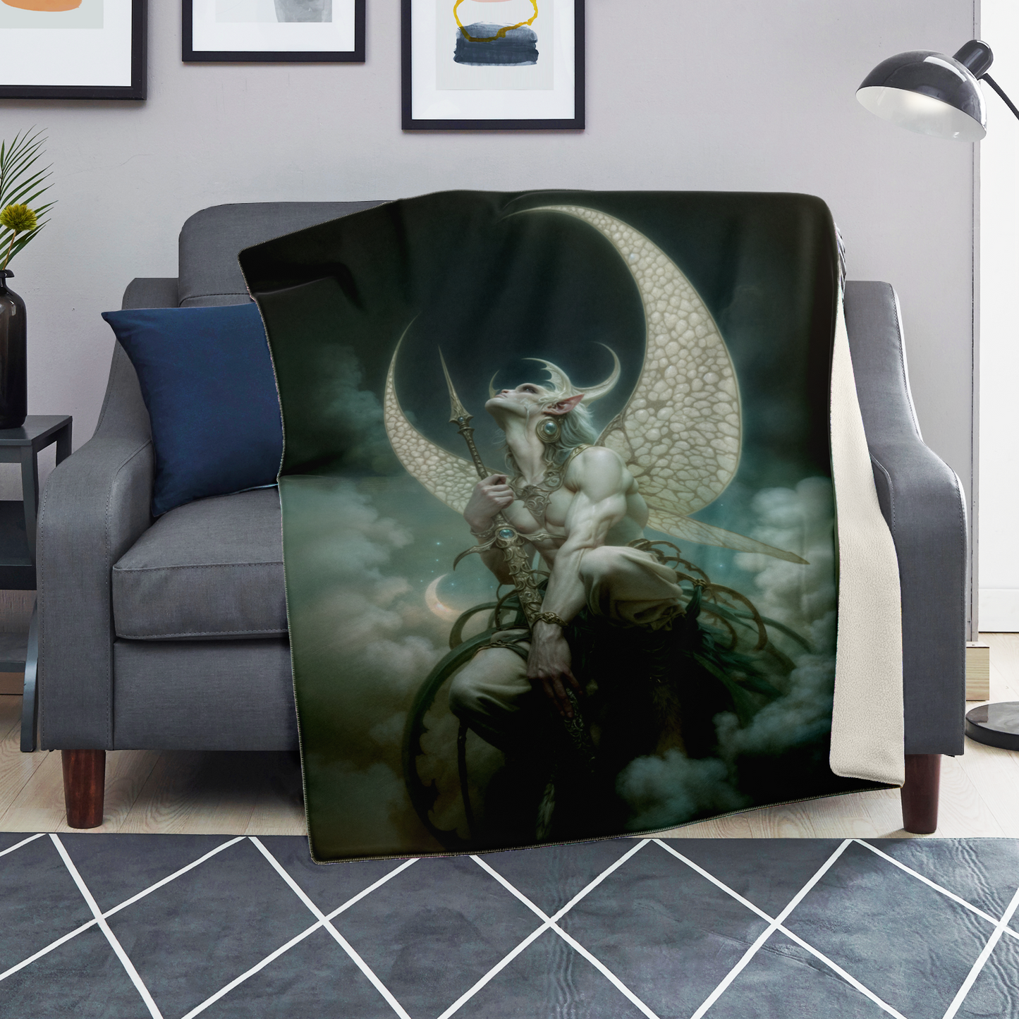 The Eternal Moons Celestial Warrior Premium Microfleece Blanket