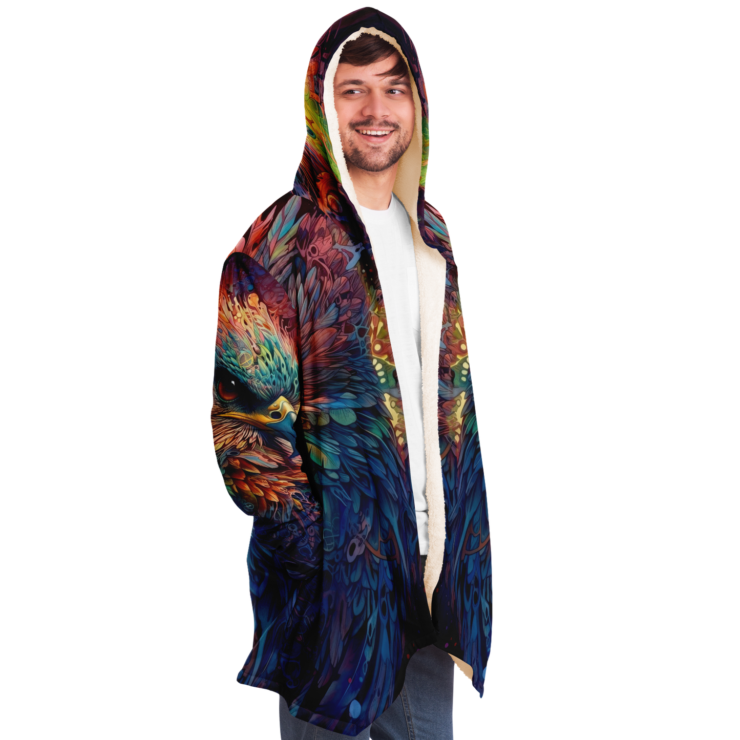 Rainbow Winged Falcon Microfleece Cloak