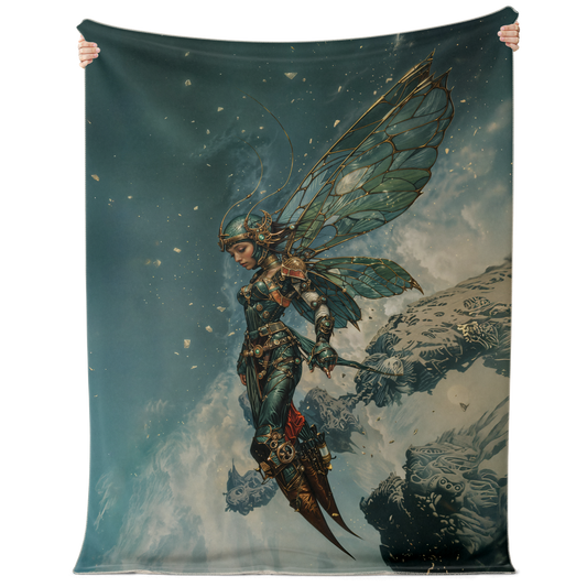 Cybernetic Sentinel Premium Microfleece Blanket