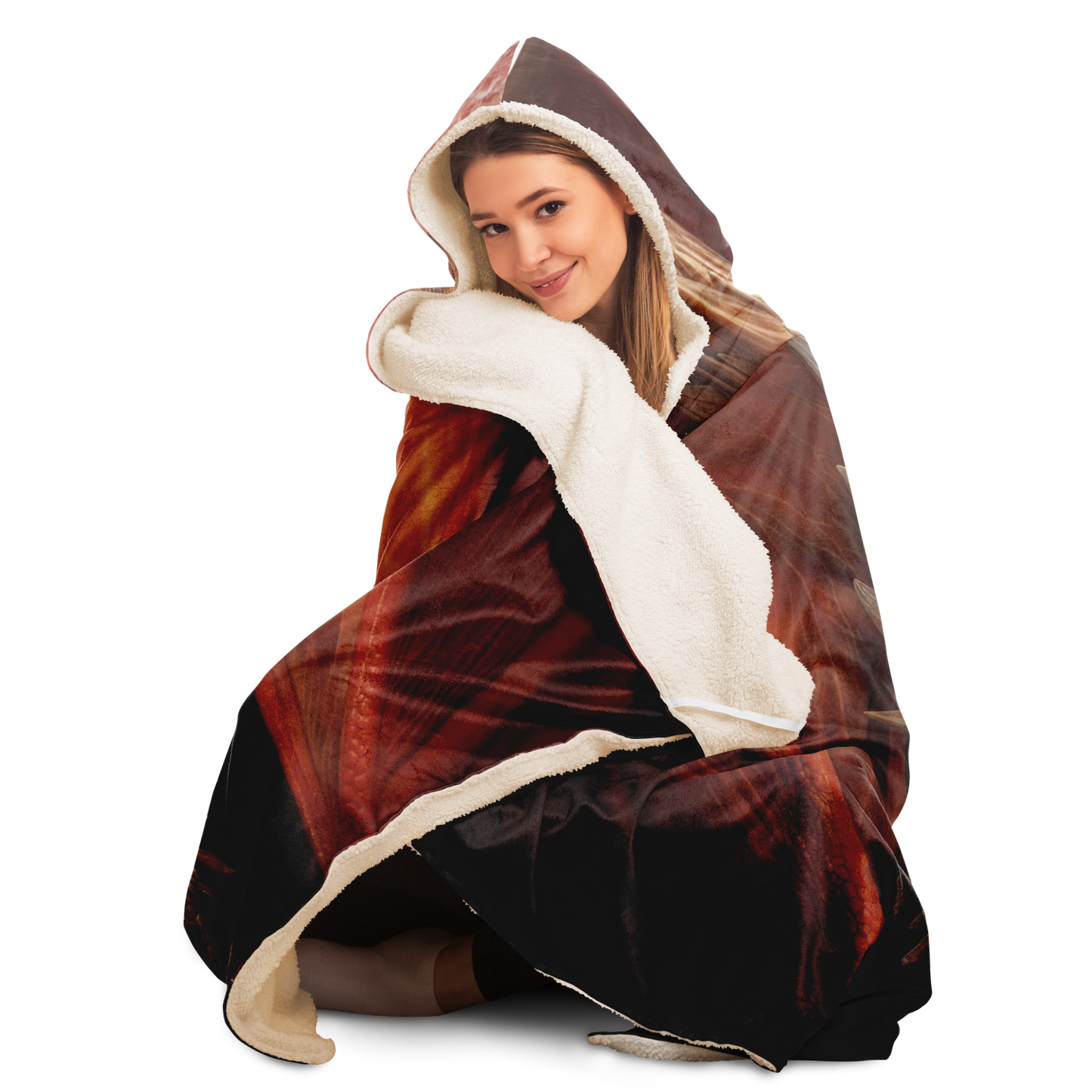 Fiery Gaze Hooded Blanket