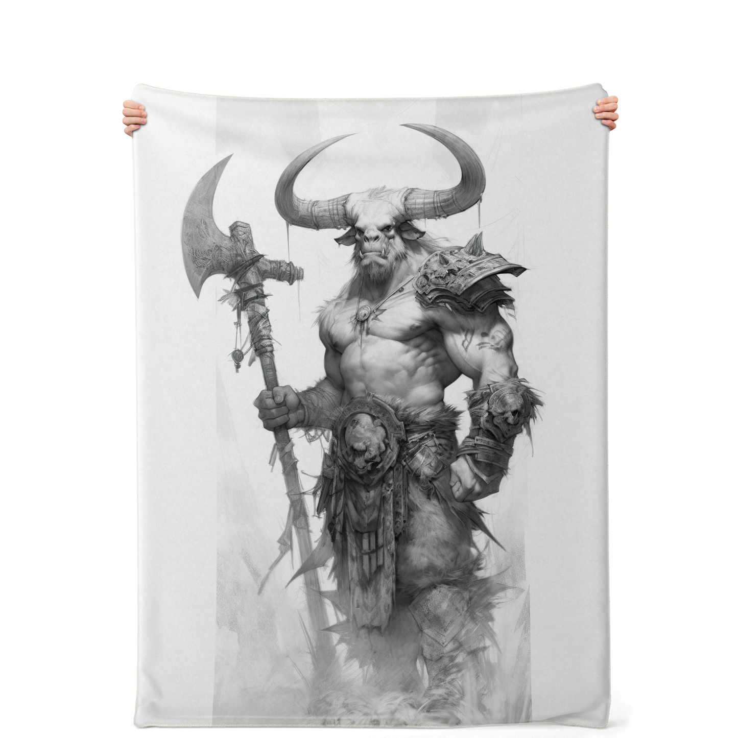 Minotaur Viking Sketch Microfleece Blanket