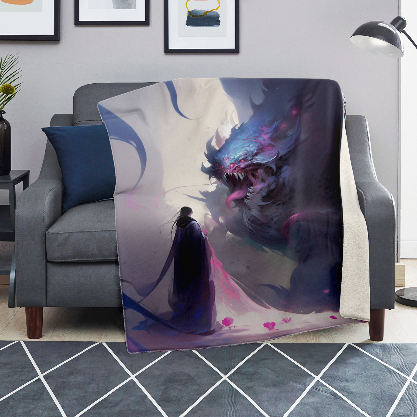 Kraken Of The Void Premium Microfleece Blanket