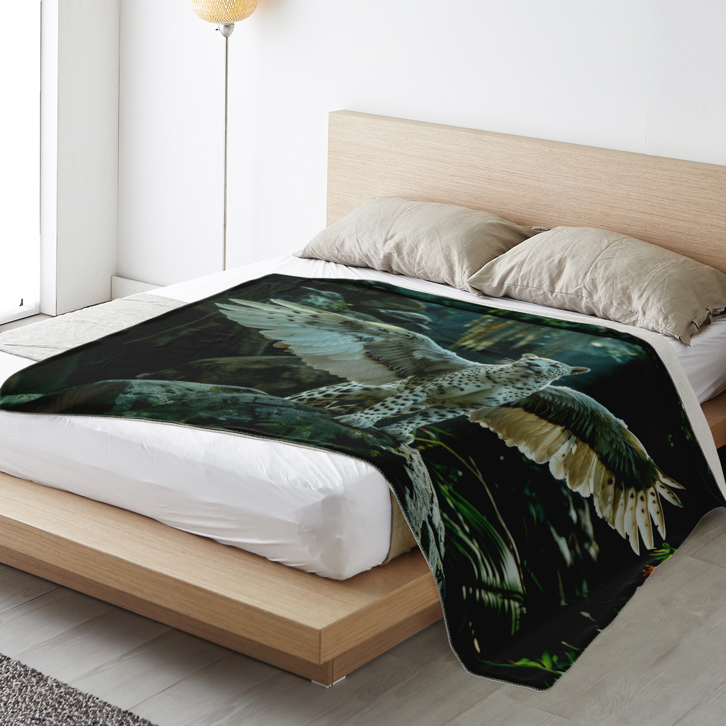 Premium Microfleece Winged Panther Blanket