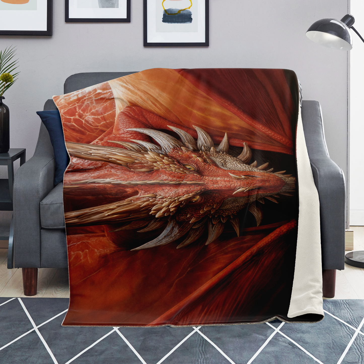 Fiery Gaze Premium Microfleece Blanket