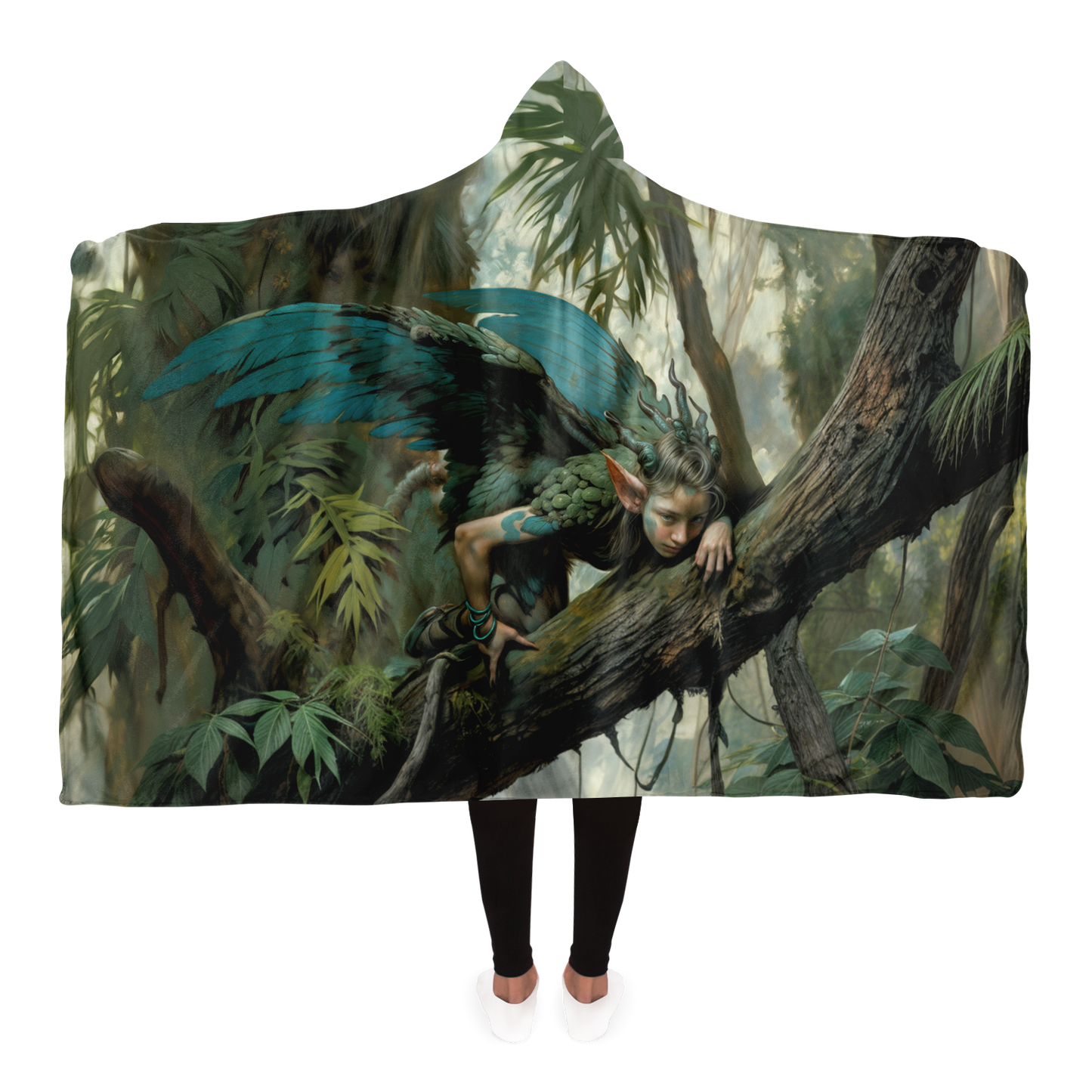 The Woodland Sprite’s Watcher Hooded Blanket