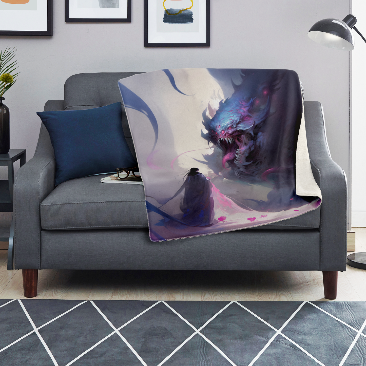 Kraken Of The Void Premium Microfleece Blanket