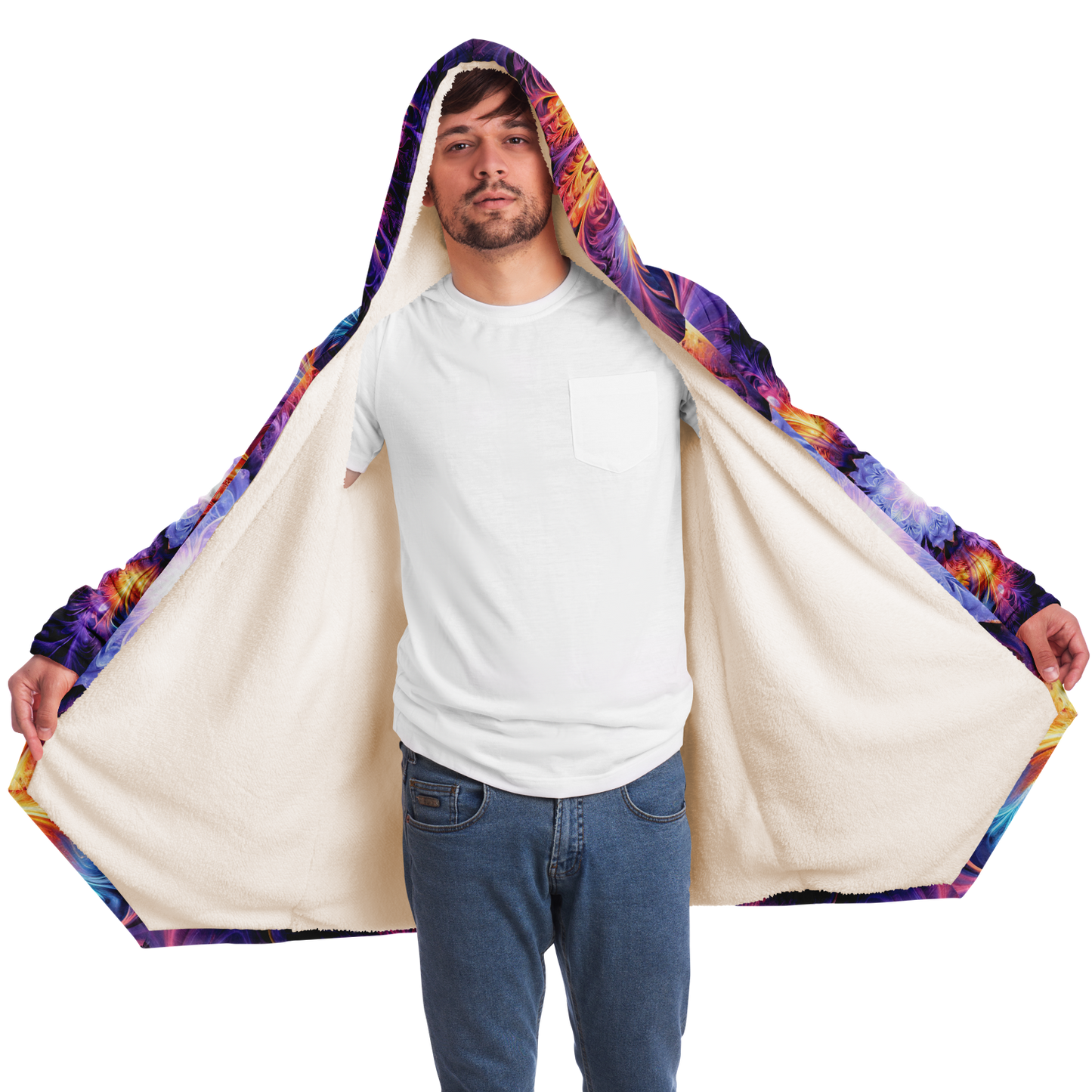 Fluro Snowflake Microfleece Festival  Cloak