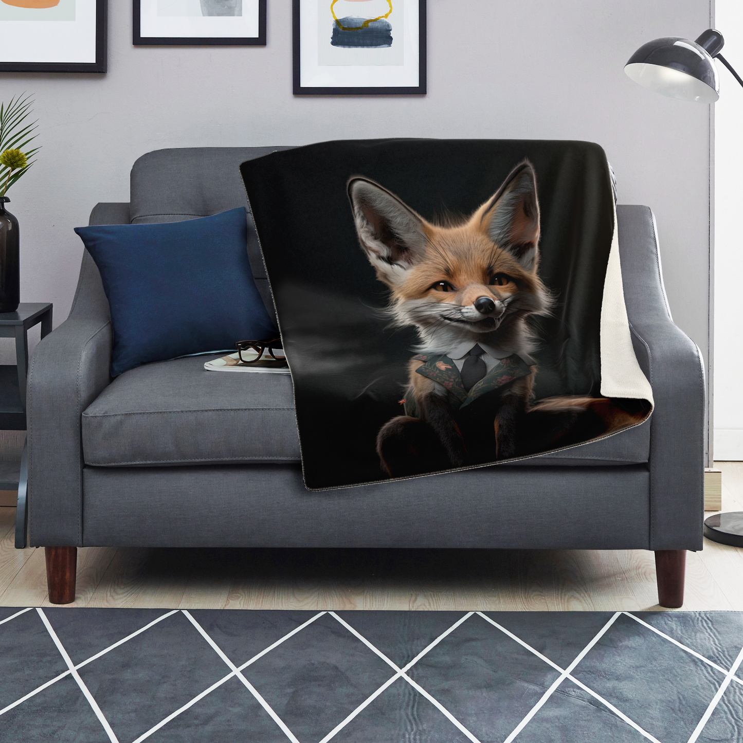 Mr Sleek Fox Microfleece Blanket