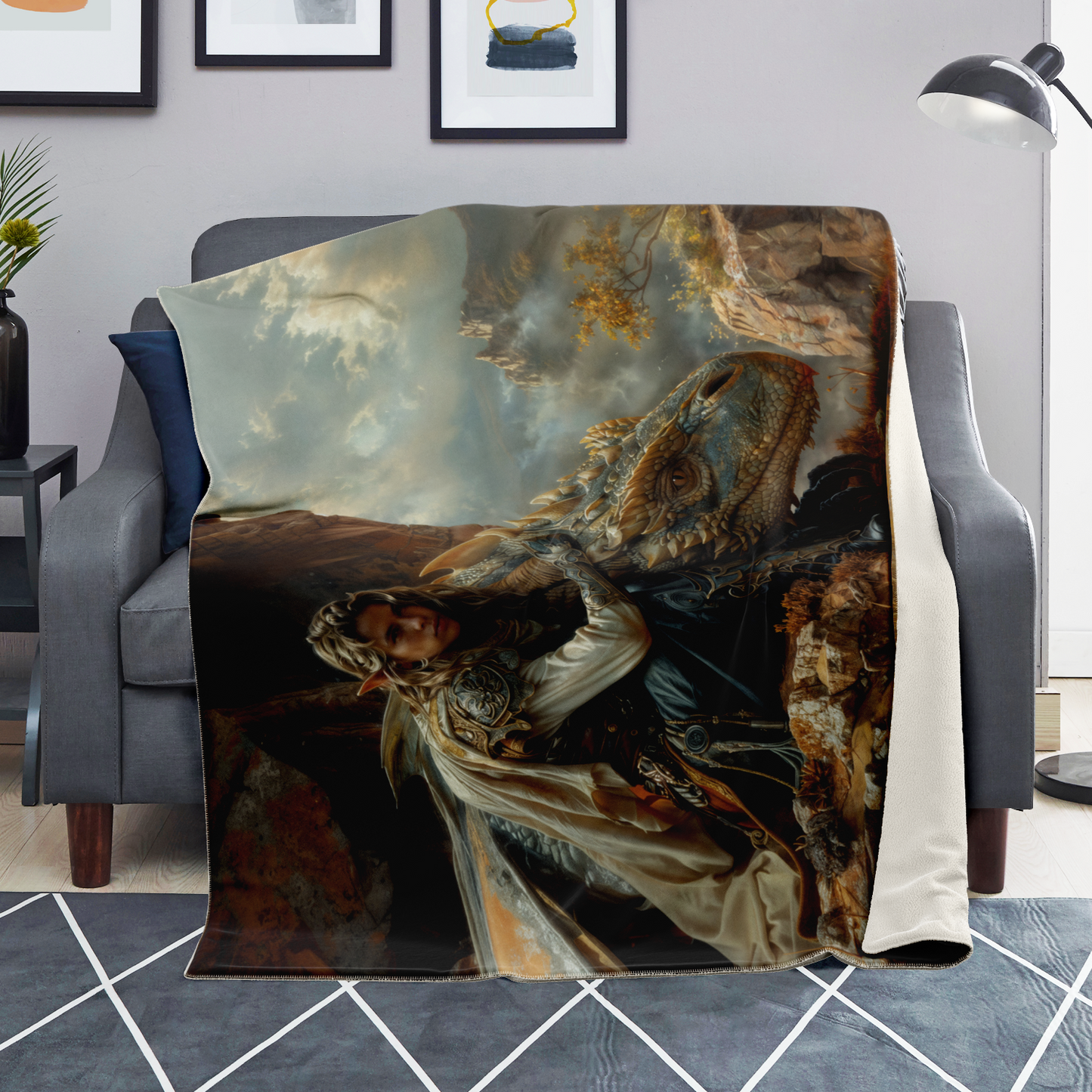 Clifftop Contemplation Premium Microfleece Blanket