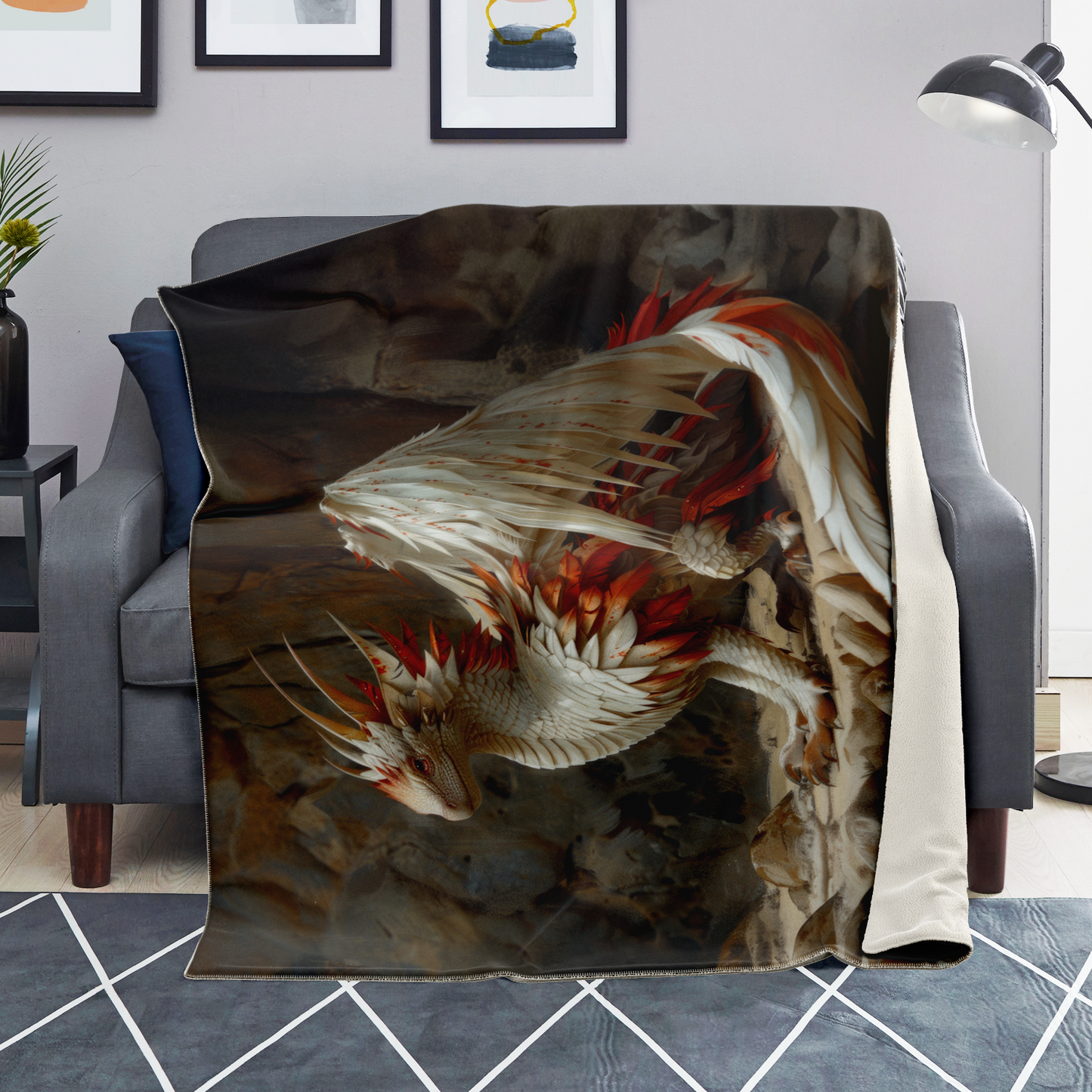 Snowfire Dragon Premium Microfleece Blanket