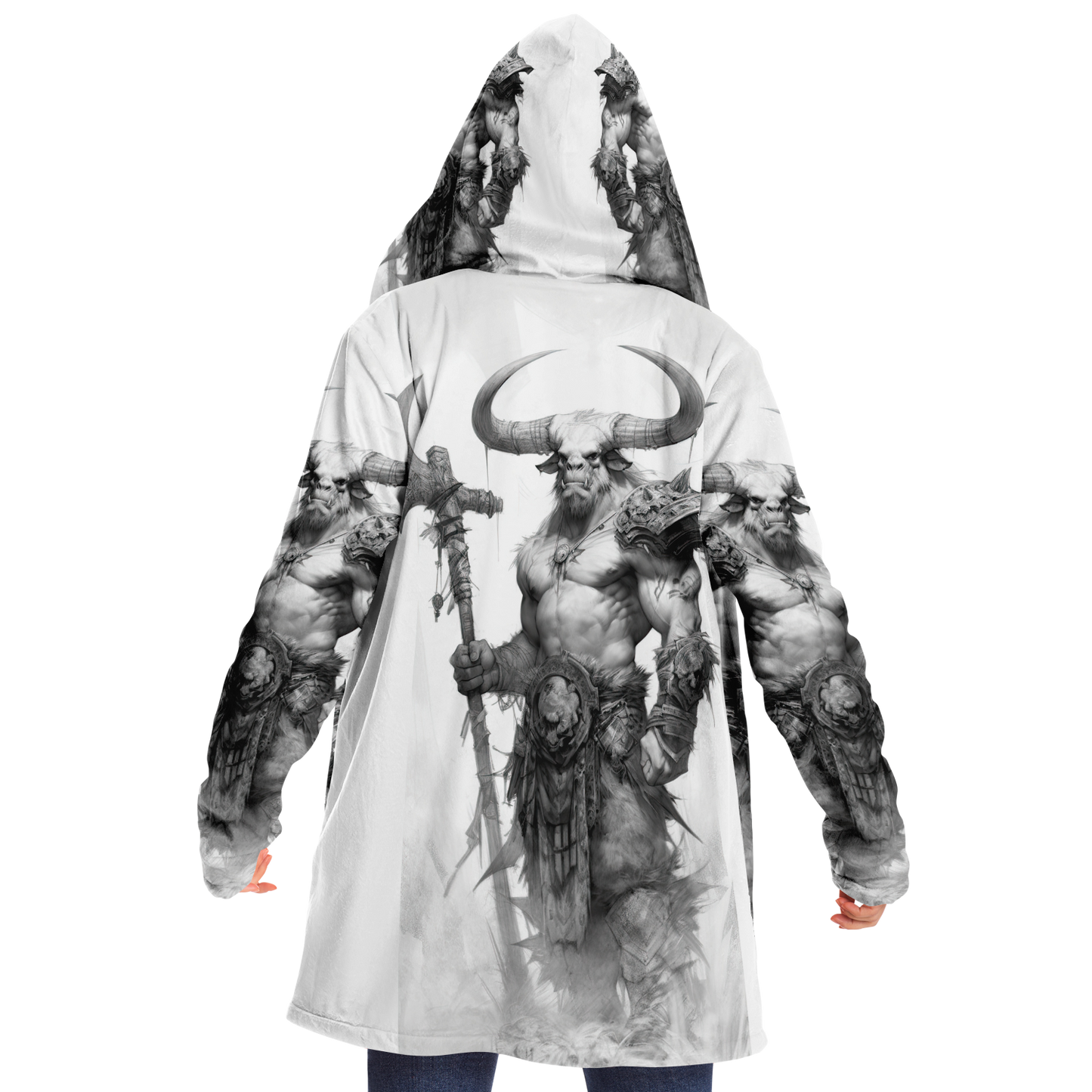 Minotaur Viking Sketch Microfleece Cloak