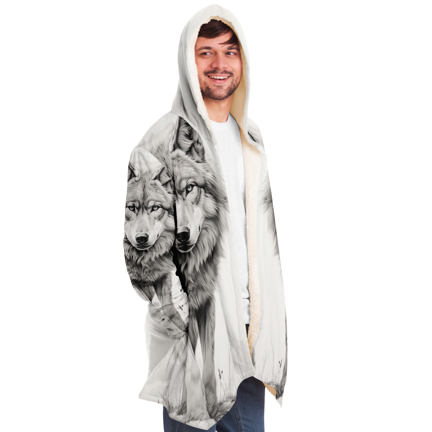 Wolf Sketch Microfleece Cloak