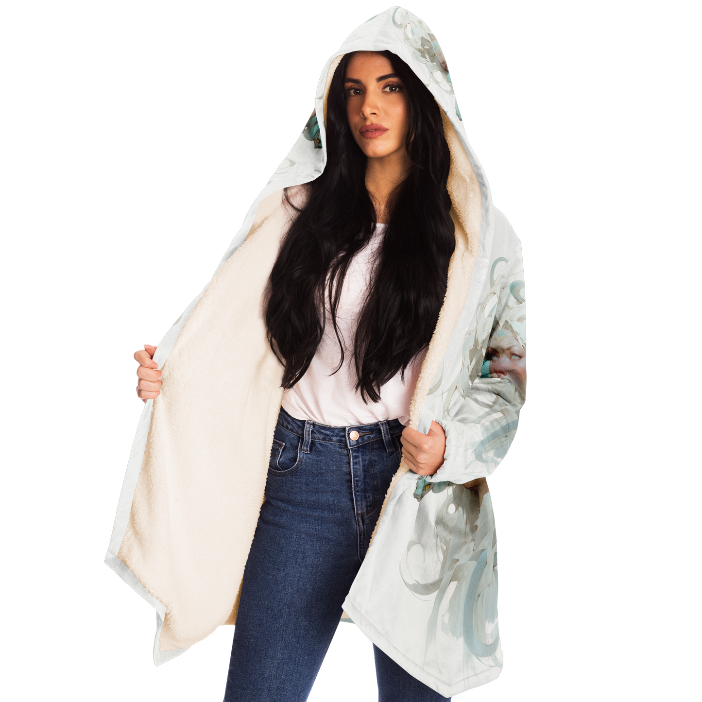 White Medusa Queen Microfleece Cloak