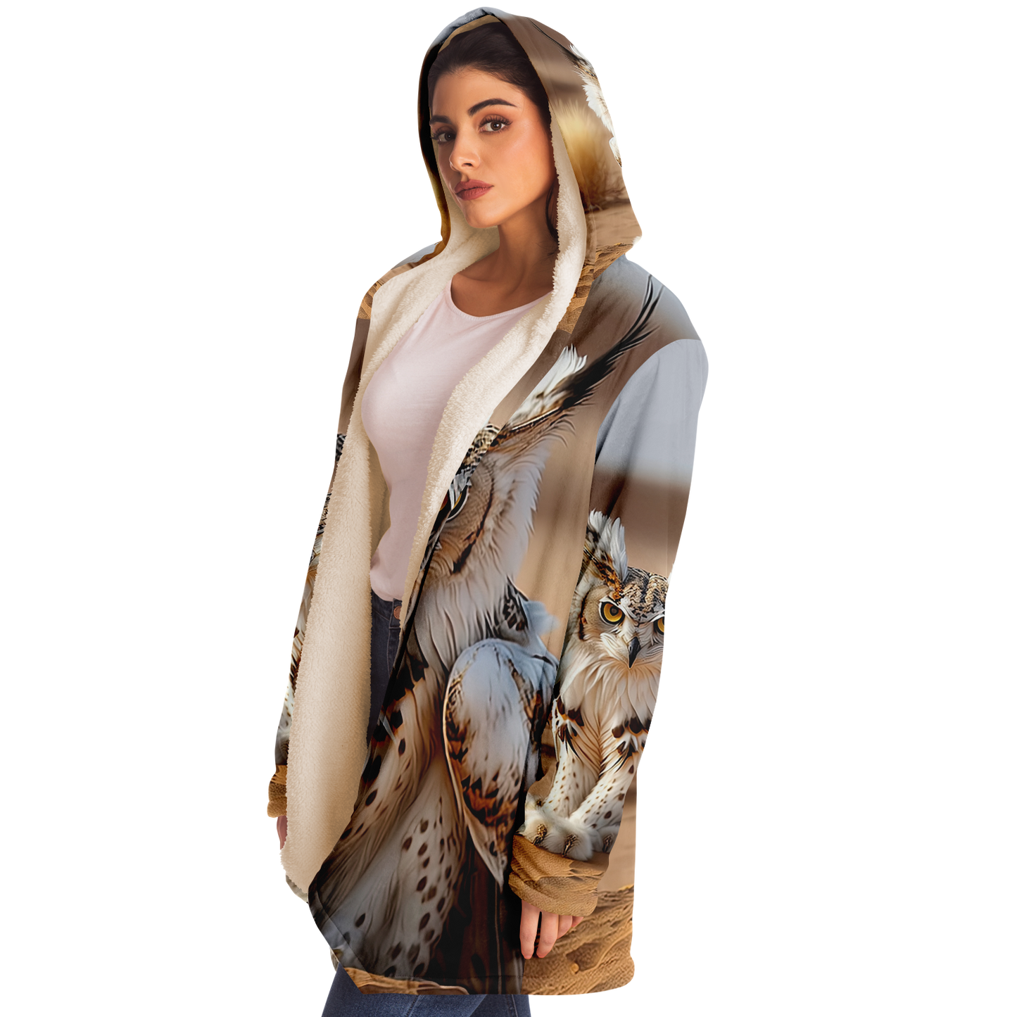 Lynx Owl Microfleece Cloak