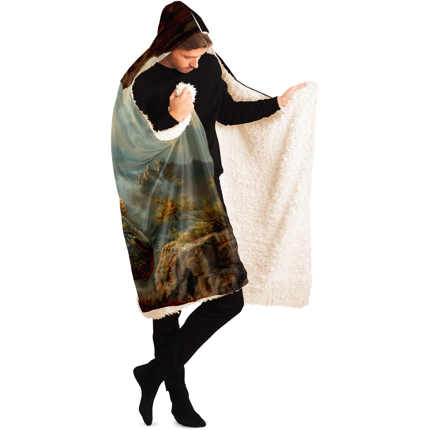 Clifftop Contemplation Hooded Blanket