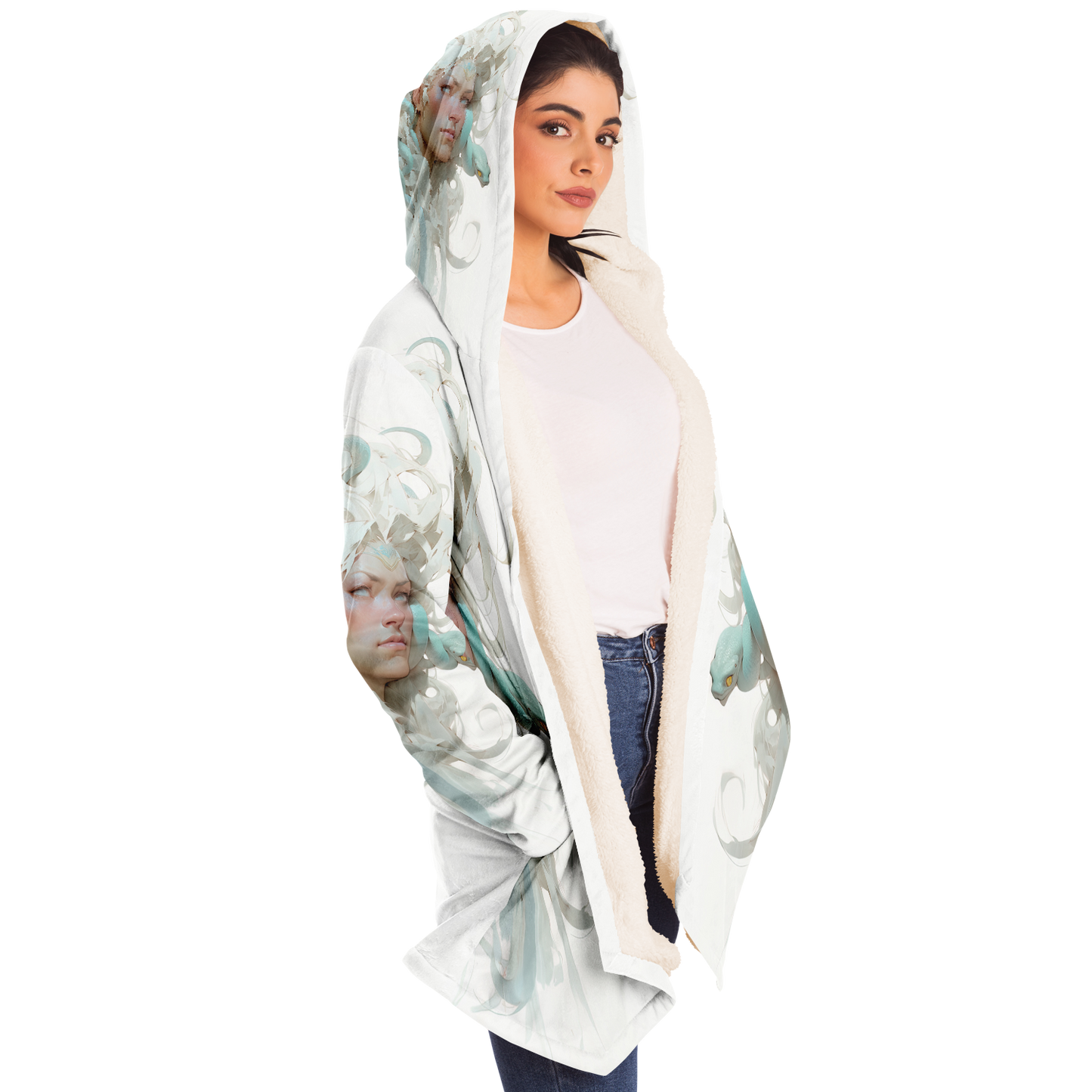 White Medusa Queen Microfleece Cloak