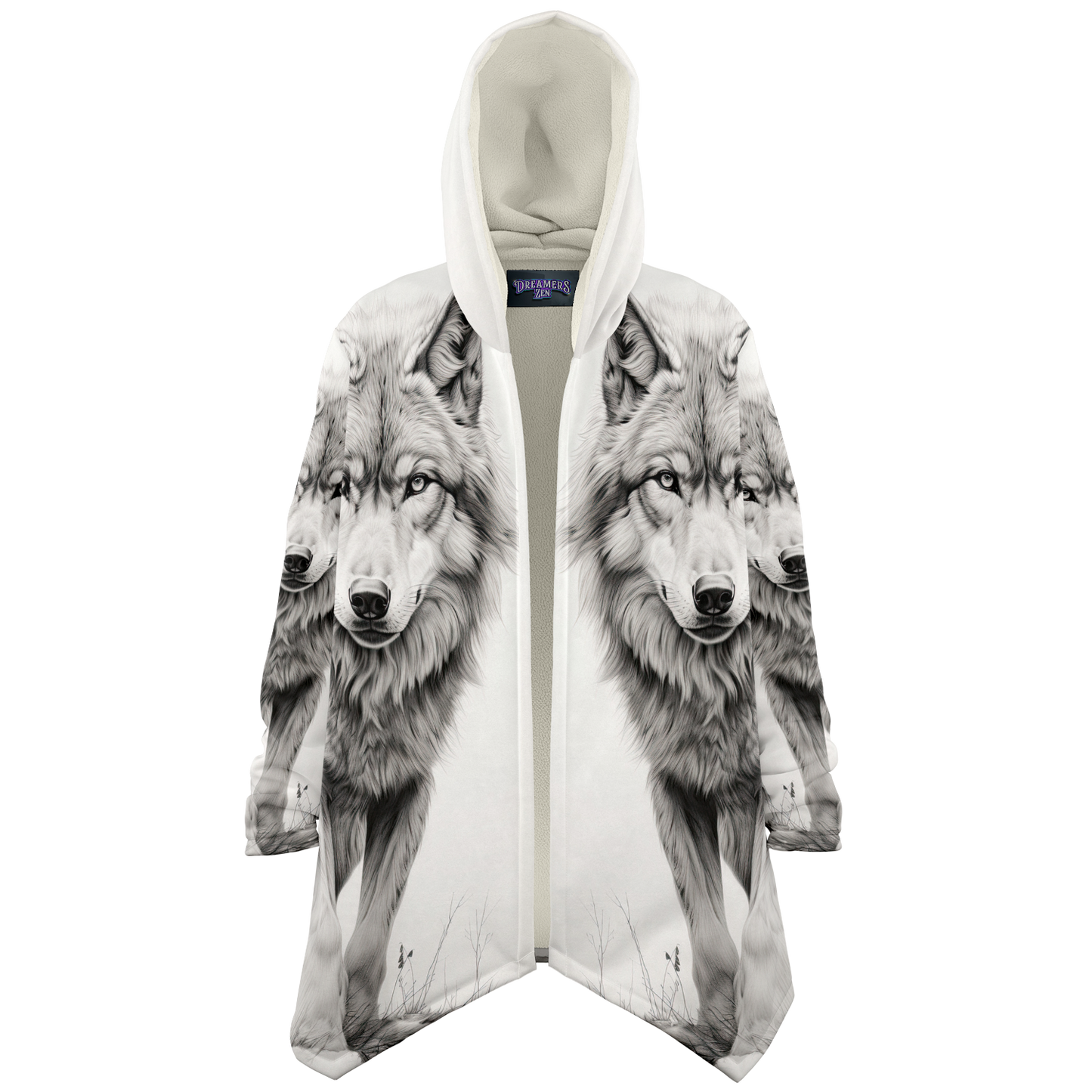 Wolf Sketch Microfleece Cloak