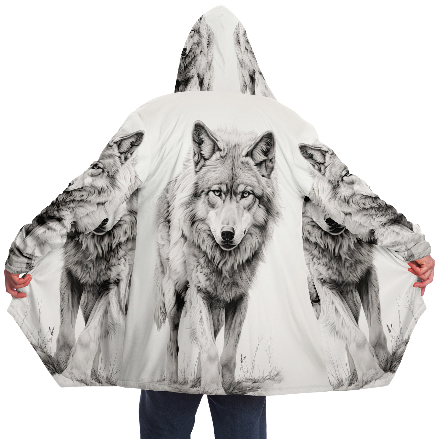 Wolf Sketch Microfleece Cloak