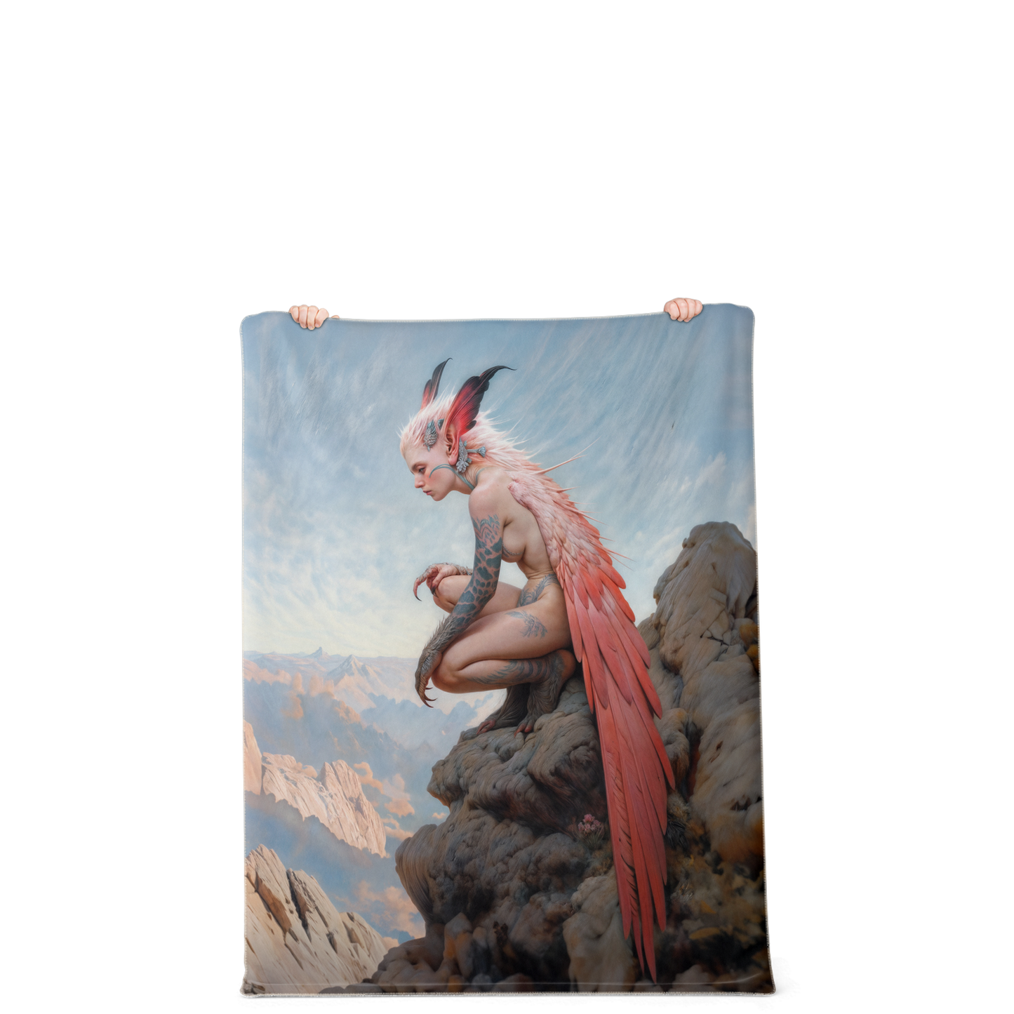 The Crimson Harpy's Oath Premium Microfleece Blanket