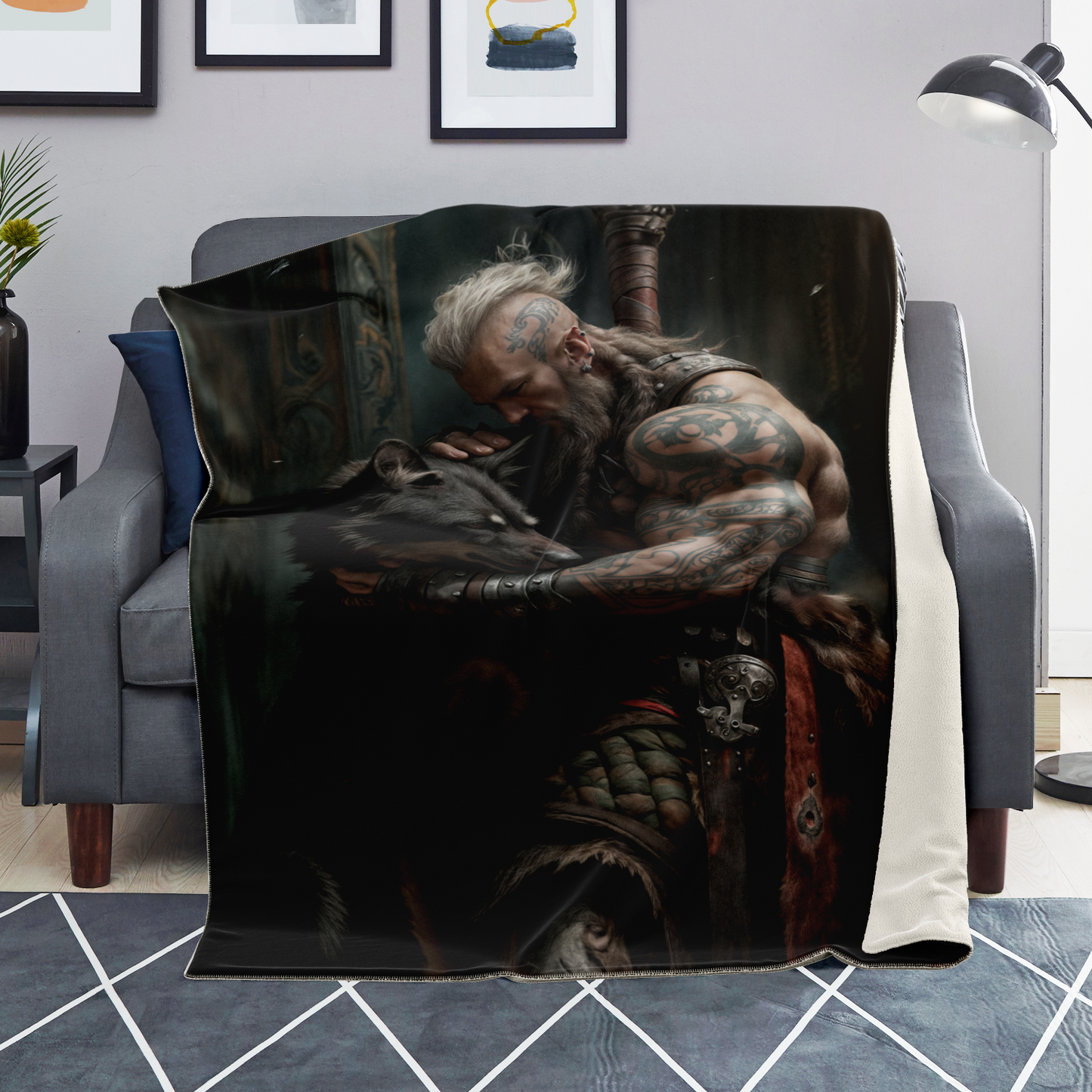 A Vikings Best Friend Premium Microfleece Blanket