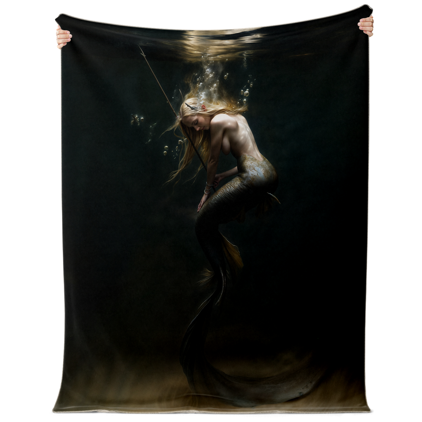 Spearmaiden of the Deep Premium Microfleece Blanket