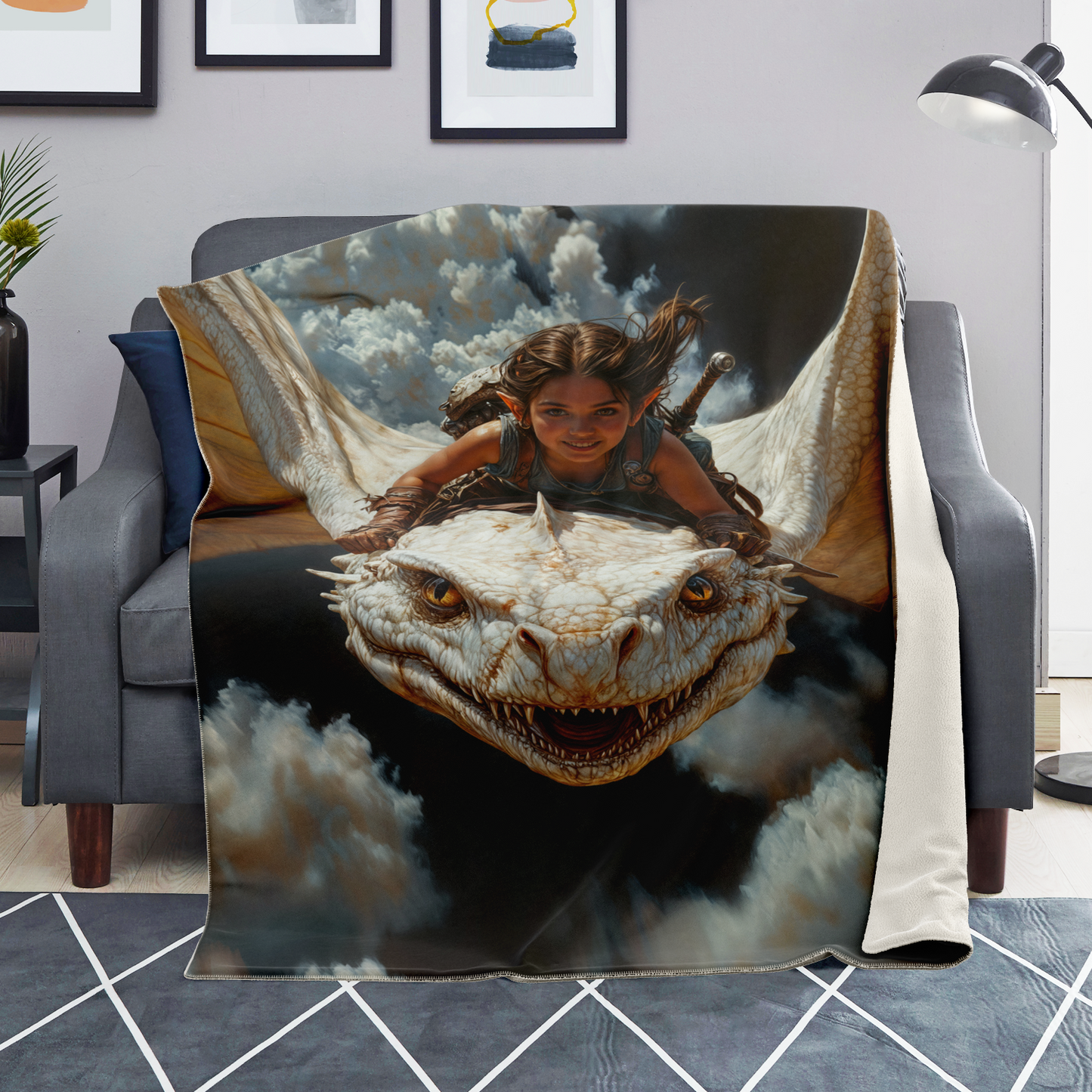 The Dragon Rider’s Smile Premium Microfleece Blanket