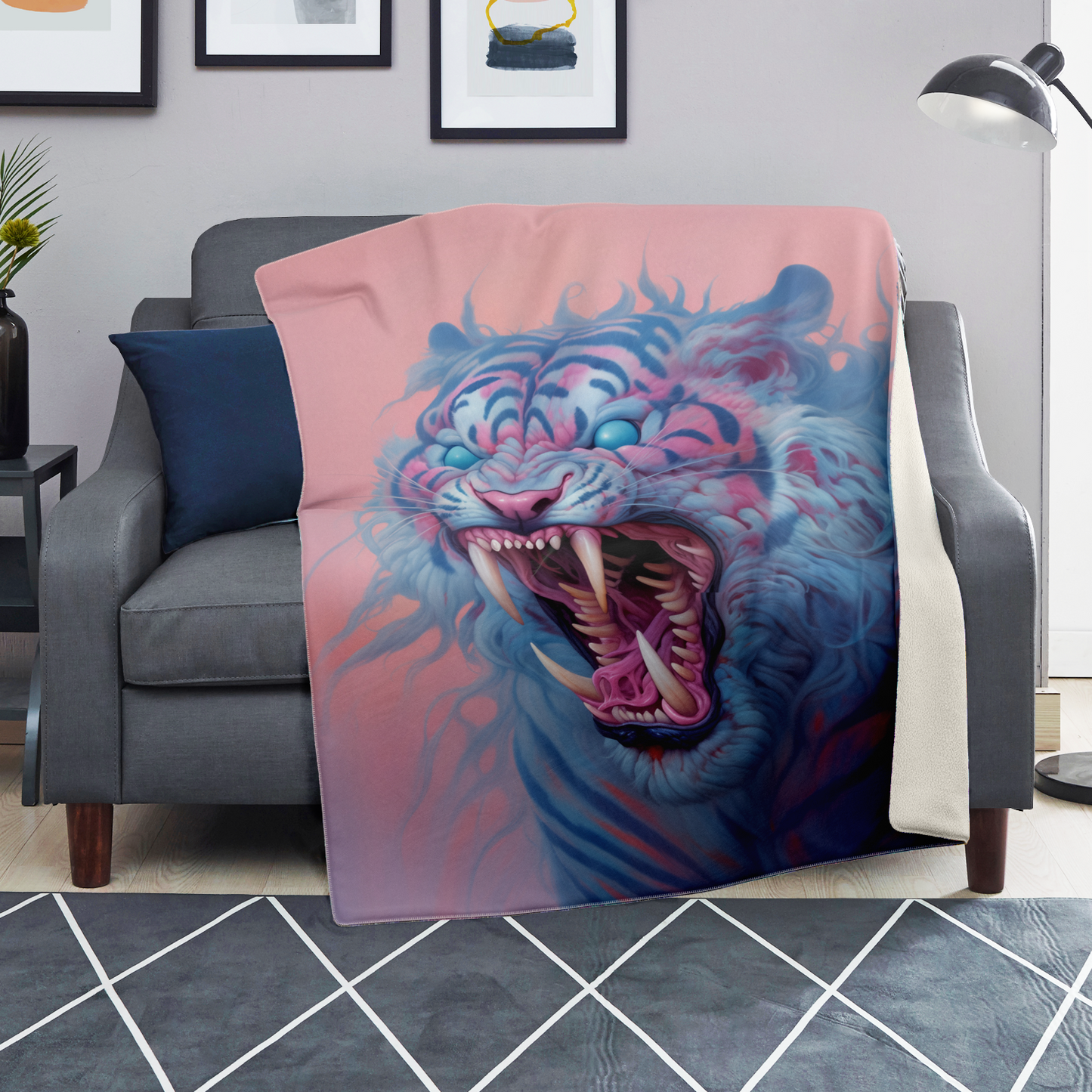 Demon Tiger Premium Microfleece Blanket