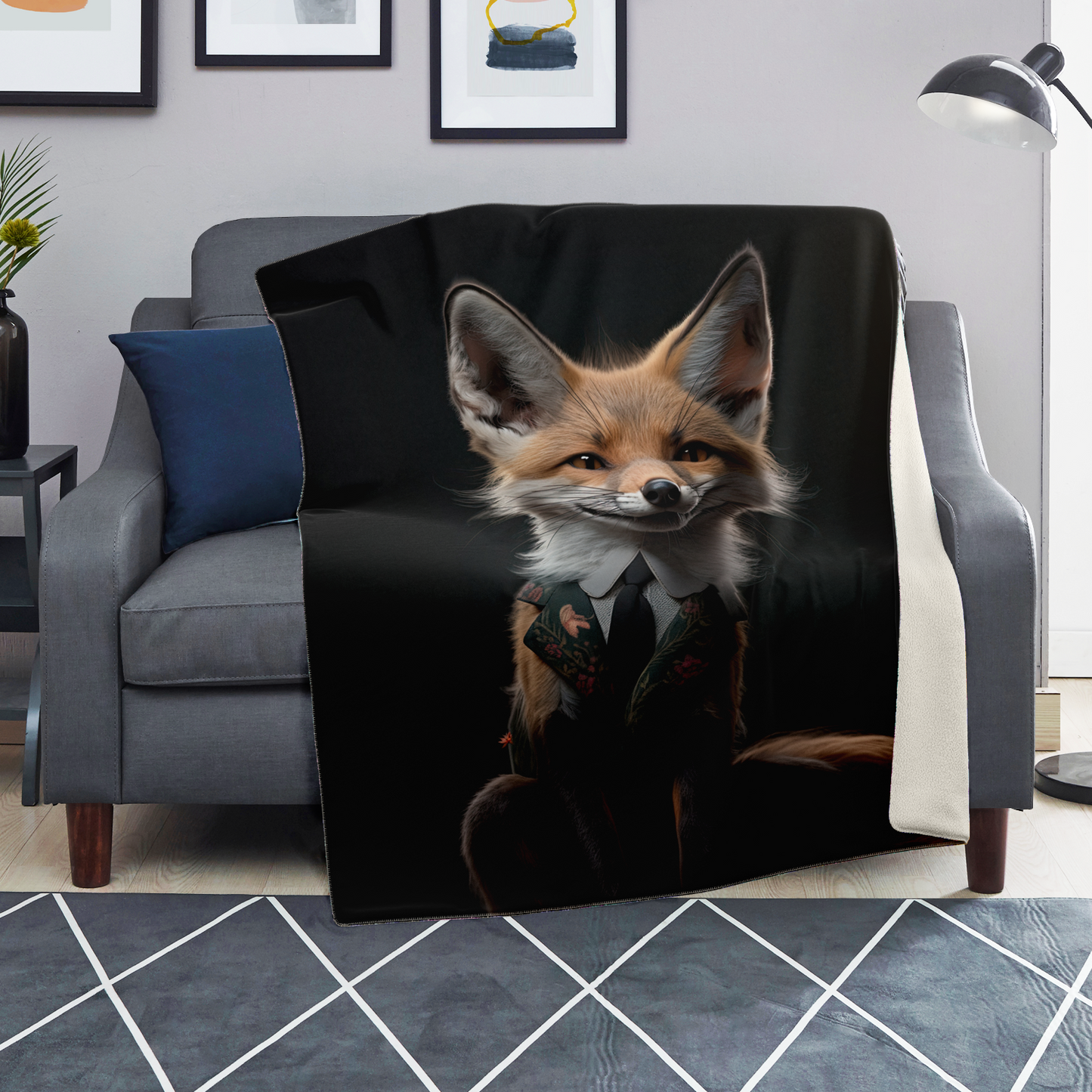 Mr Sleek Fox Microfleece Blanket