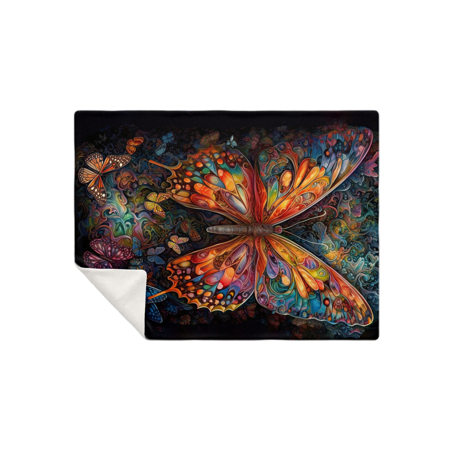 Psychedelic Monarch Premium Microfleece Blanket