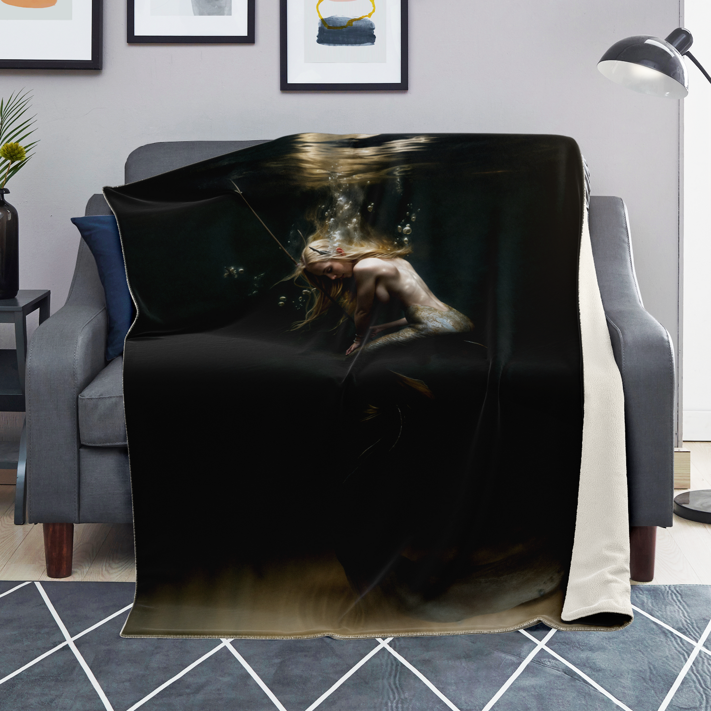 Spearmaiden of the Deep Premium Microfleece Blanket